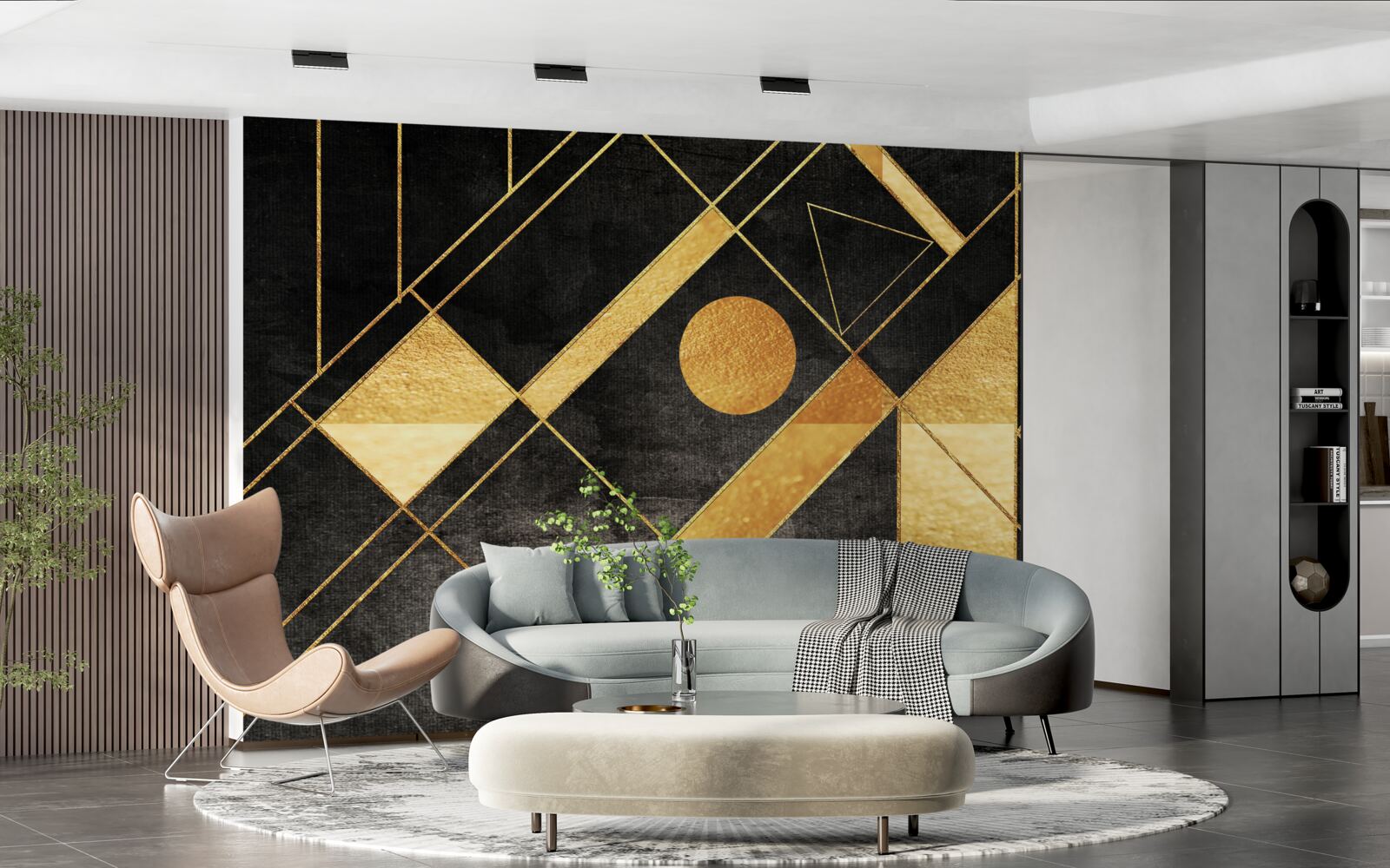 Fototapeta čierne pozadie so zlatými čiarami