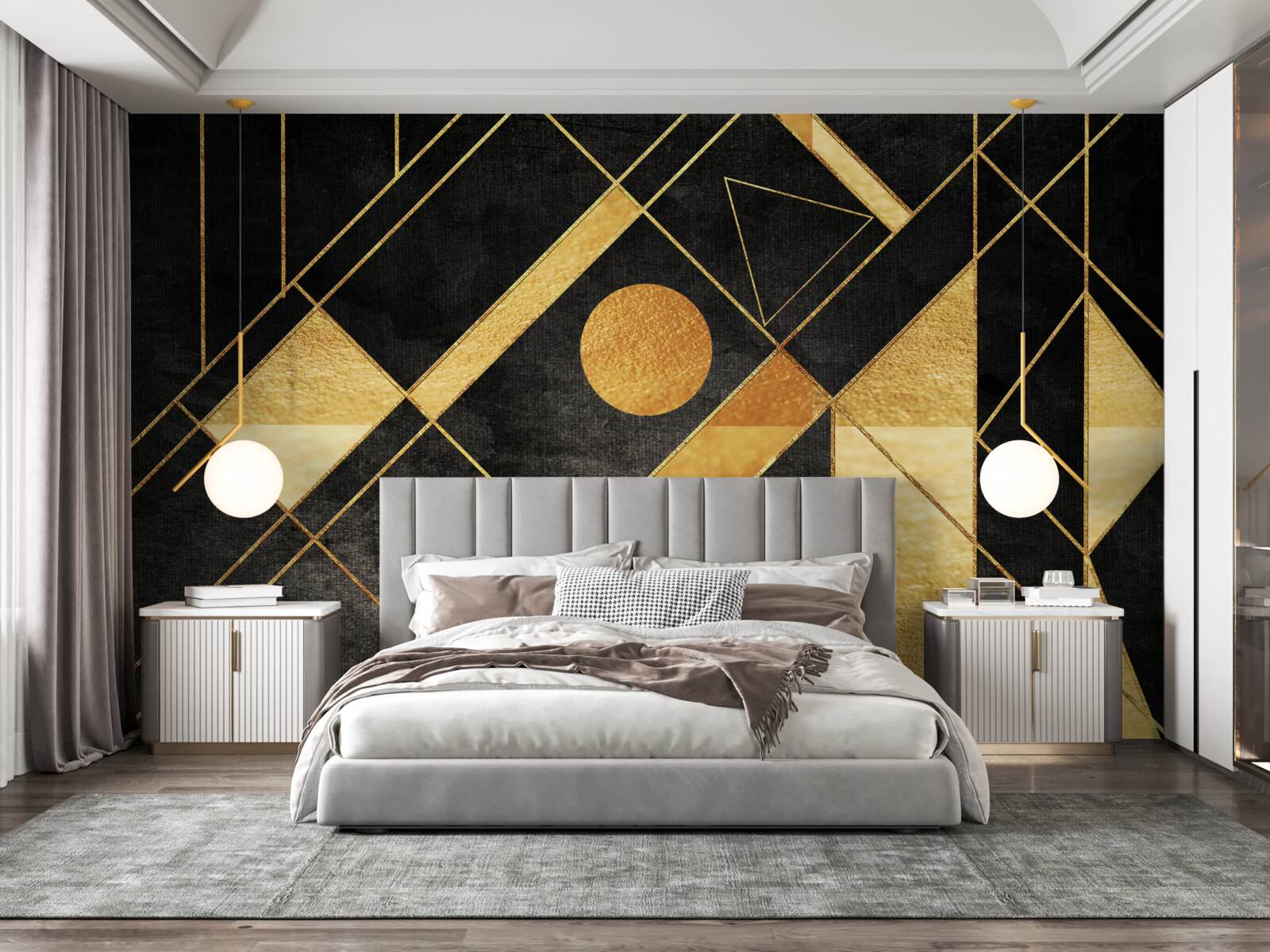 Fototapeta čierne pozadie so zlatými čiarami