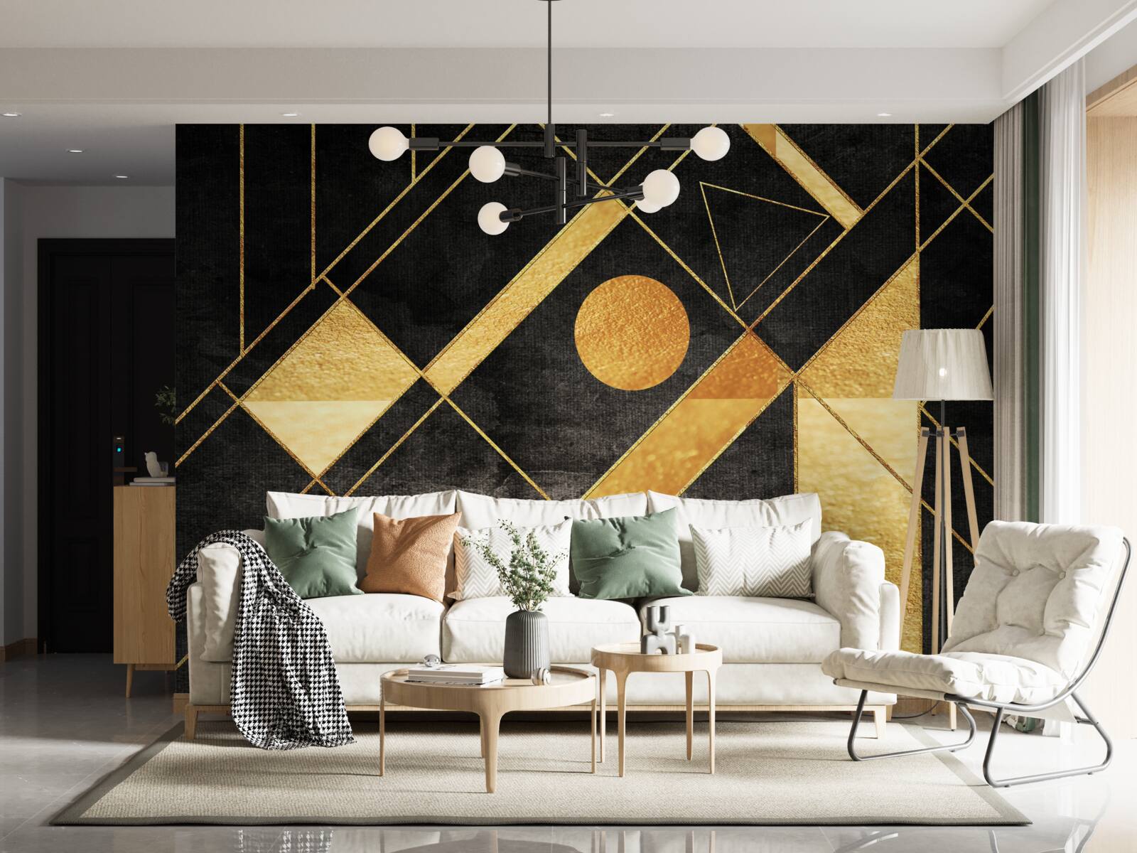 Fototapeta čierne pozadie so zlatými čiarami