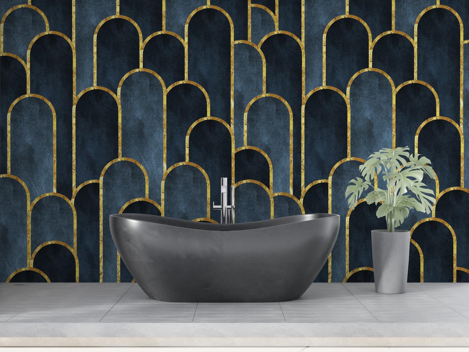 Fototapeta zlaté akcenty na čiernych, vzdušných topoch