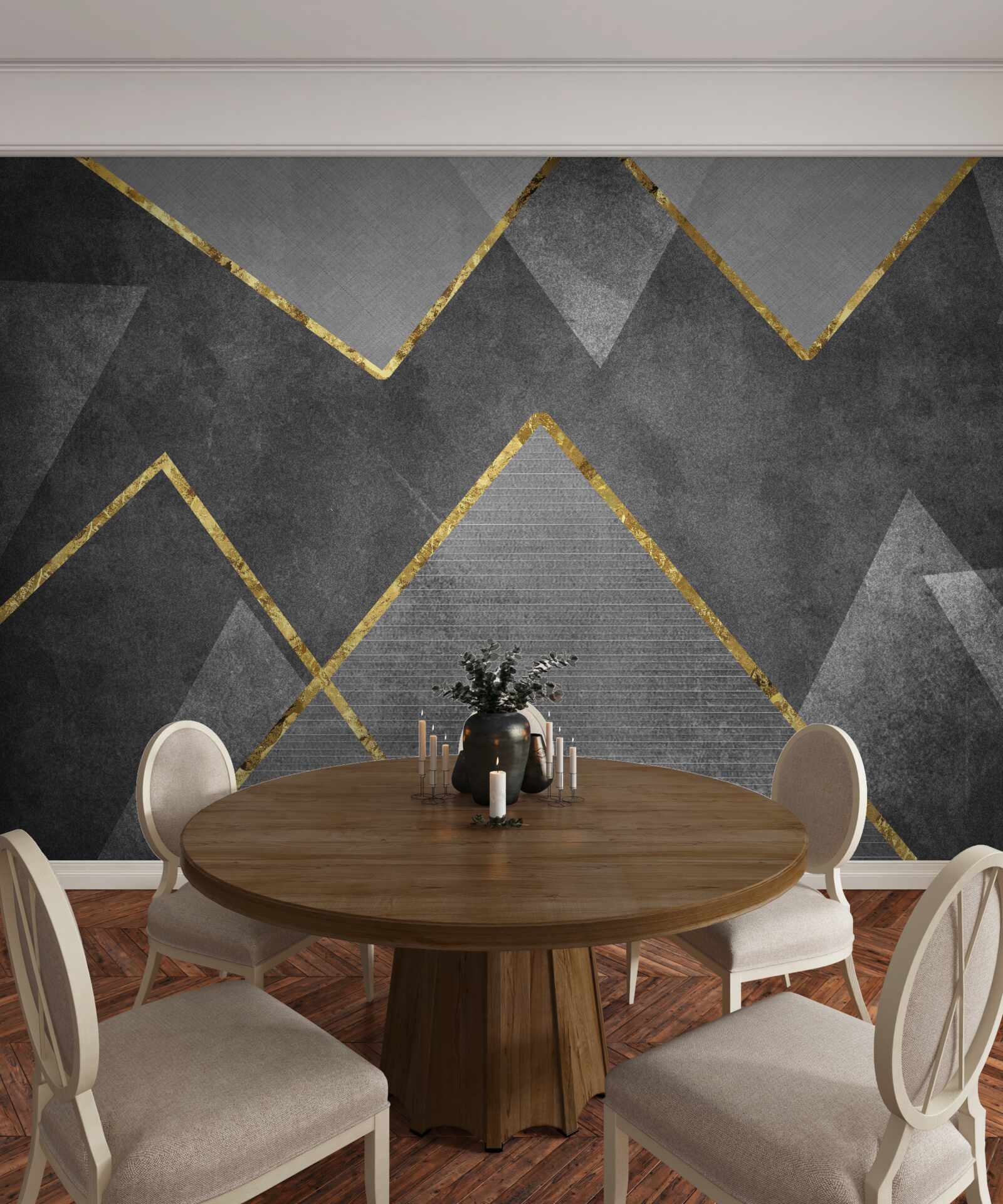 Fototapeta zlaté a čierne a biele cikcaky