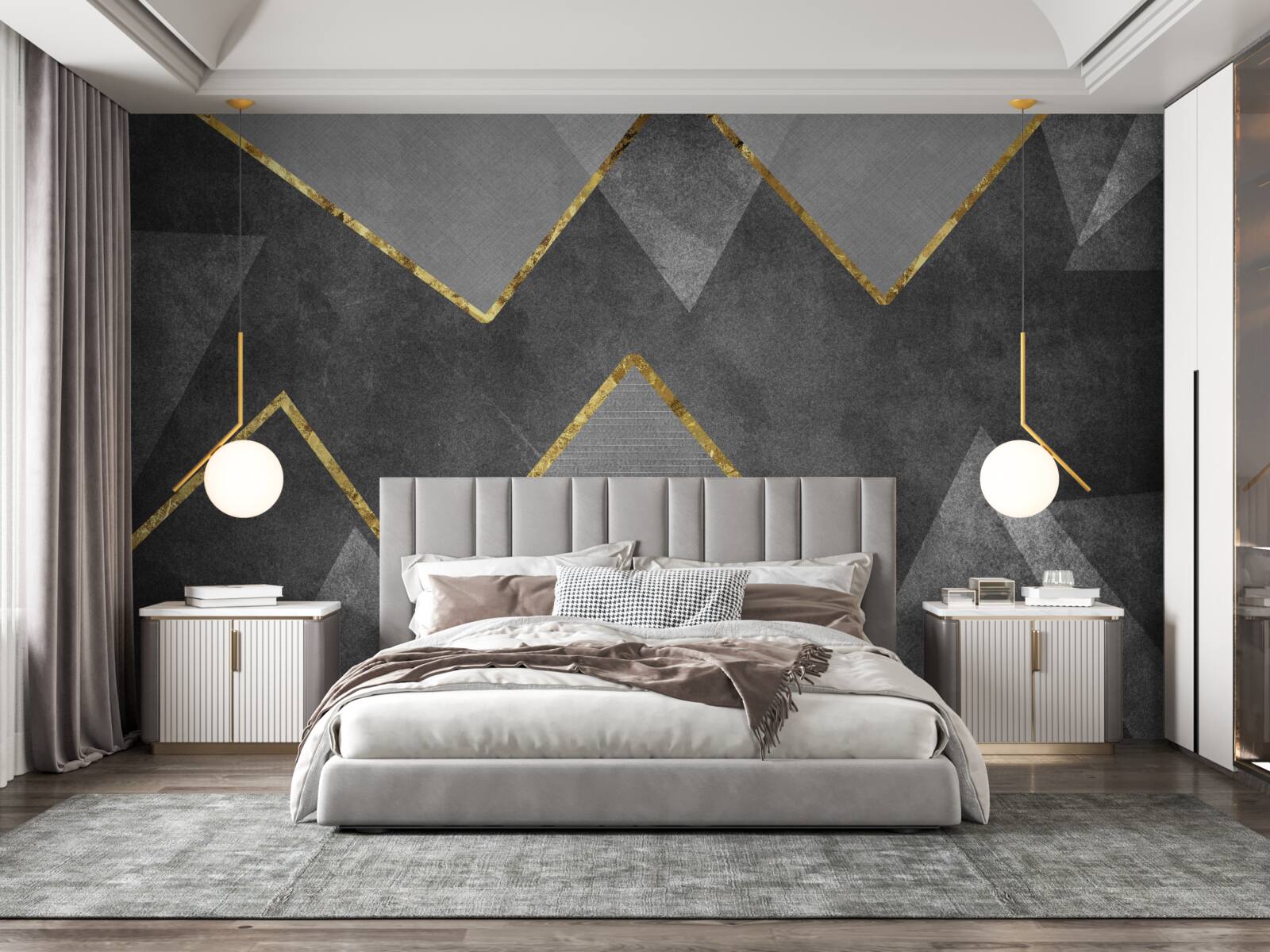 Fototapeta zlaté a čierne a biele cikcaky