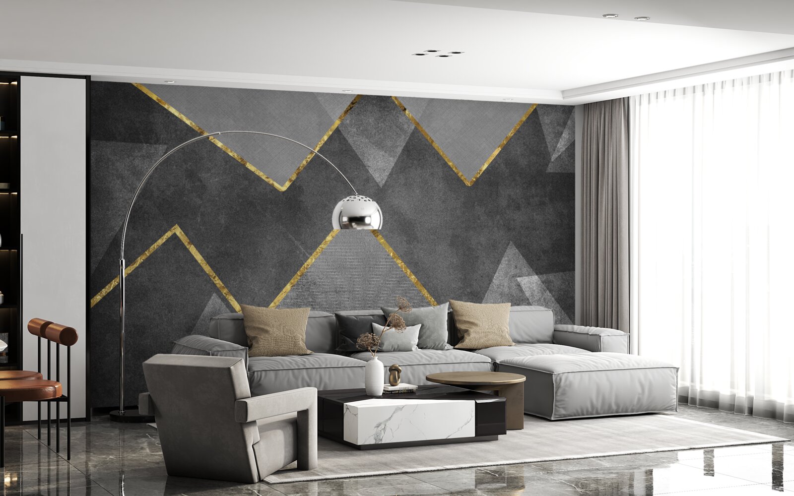 Fototapeta zlaté a čierne a biele cikcaky