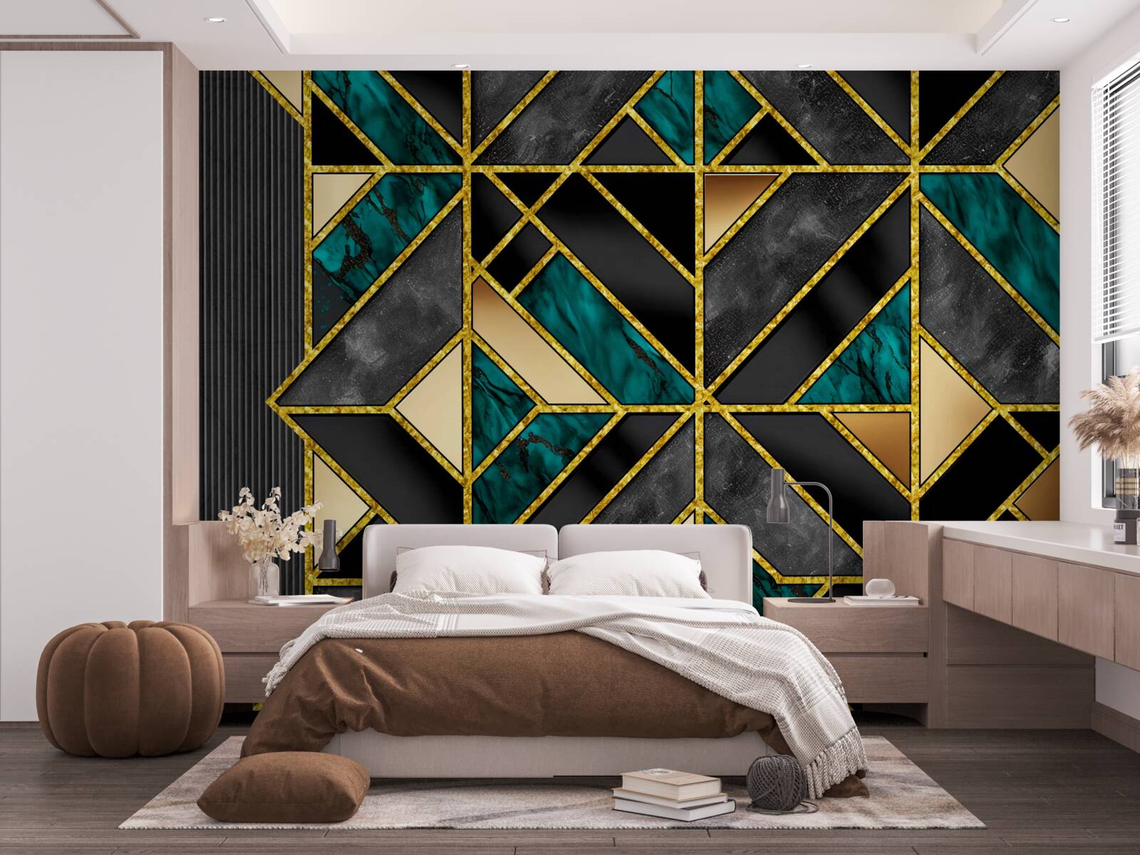 Fototapeta pozadie v geometrickom štýle v sivo-tyrkysovom odtieni