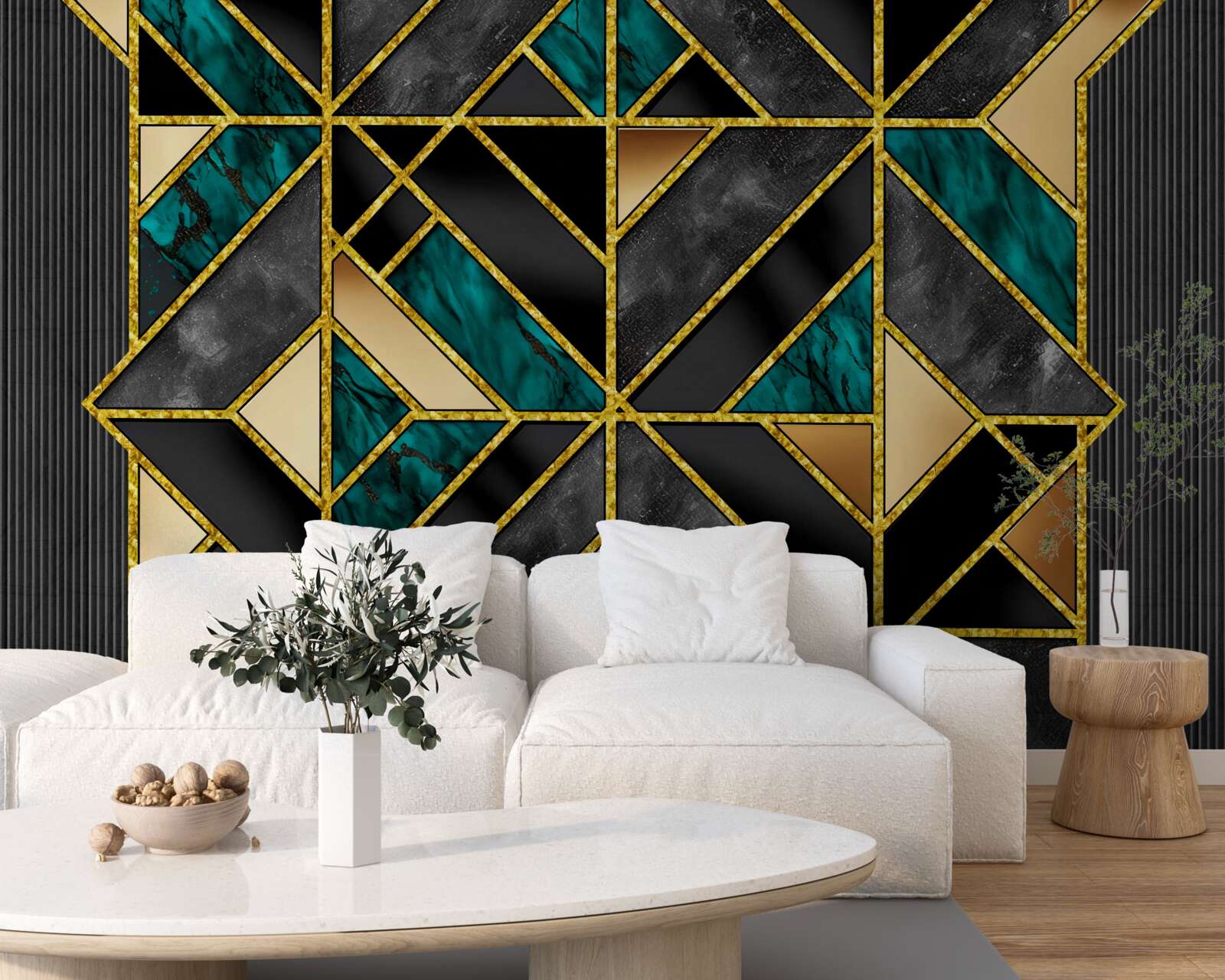 Fototapeta pozadie v geometrickom štýle v sivo-tyrkysovom odtieni