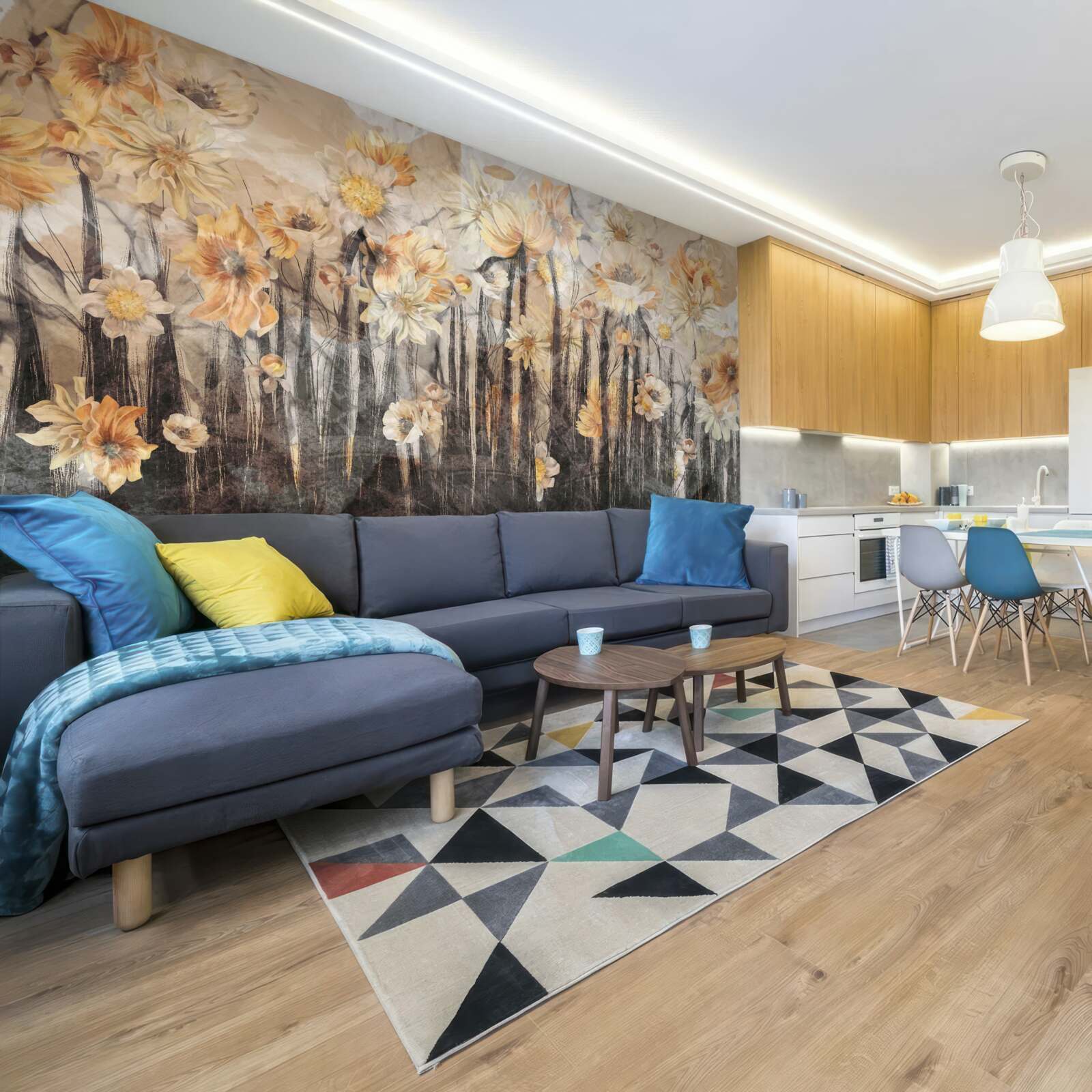 Fototapeta kvety vo vintage štýle na sivom podklade