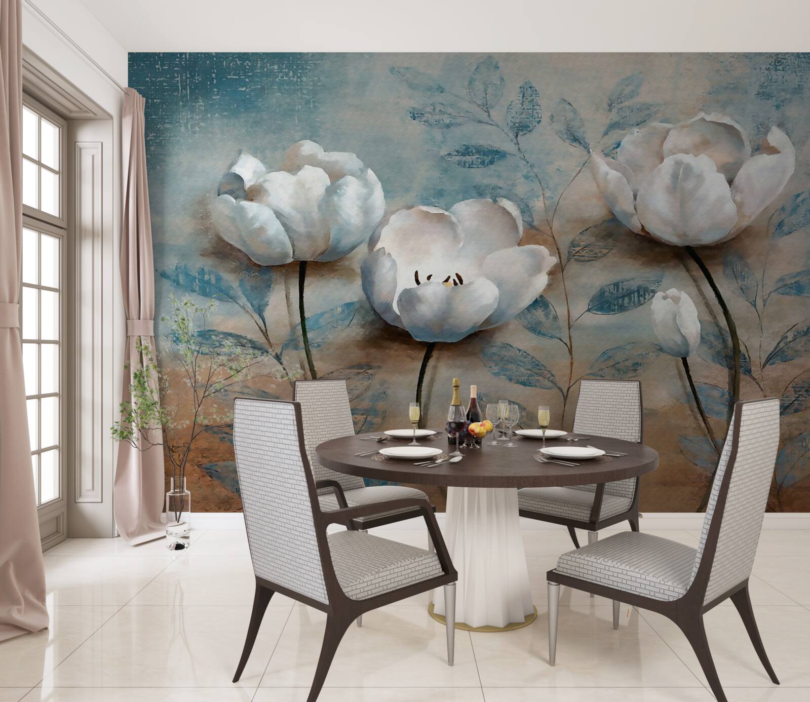 Fototapeta skica so šarlátovými púčikmi