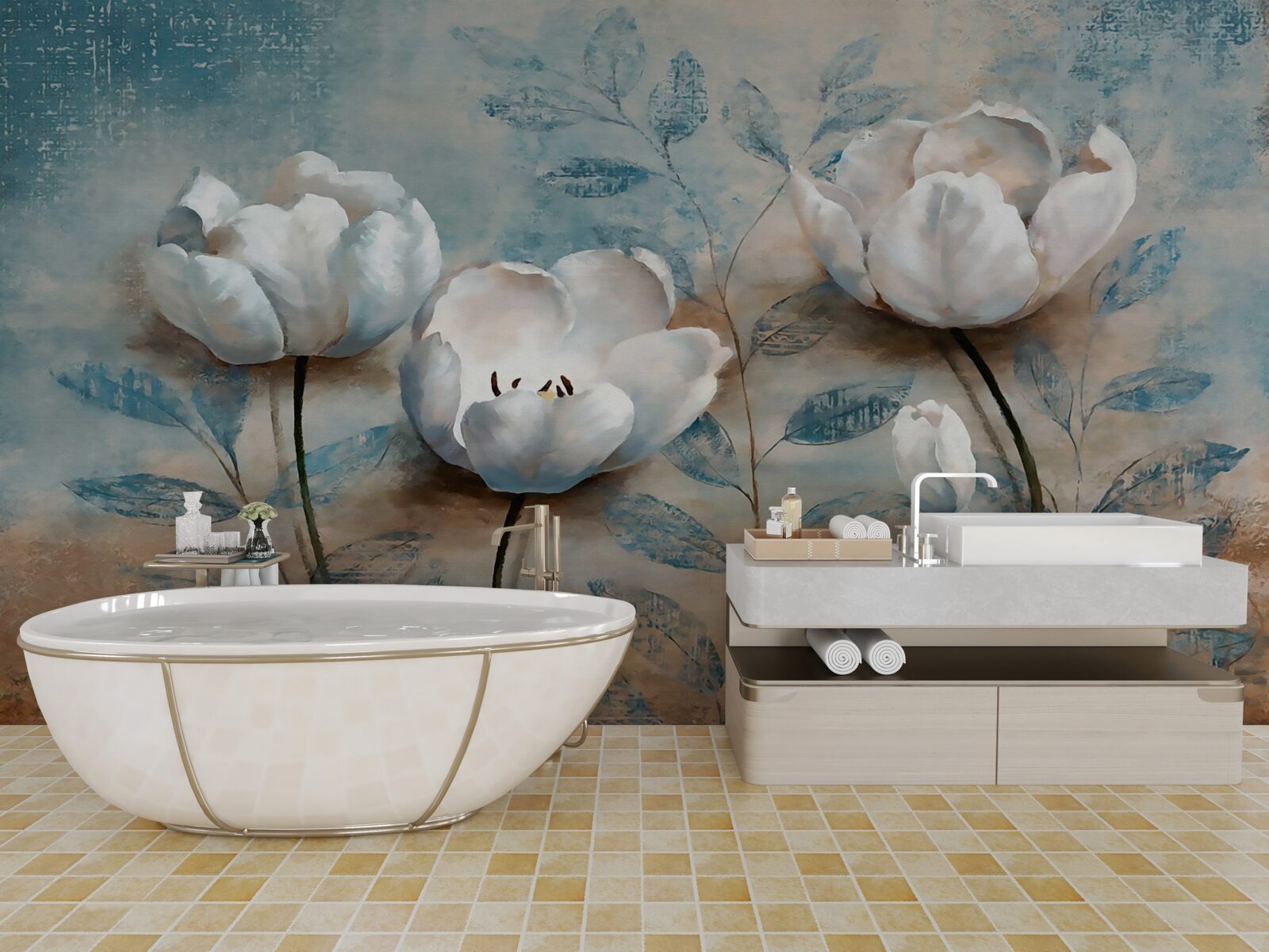 Fototapeta skica so šarlátovými púčikmi