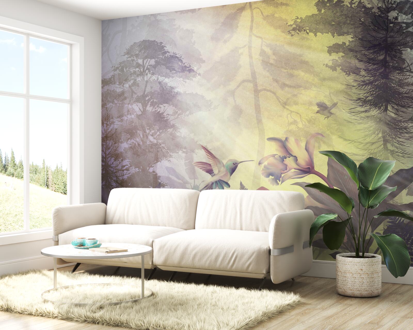 Fototapeta les listnatých stromov pod lúčmi slnka