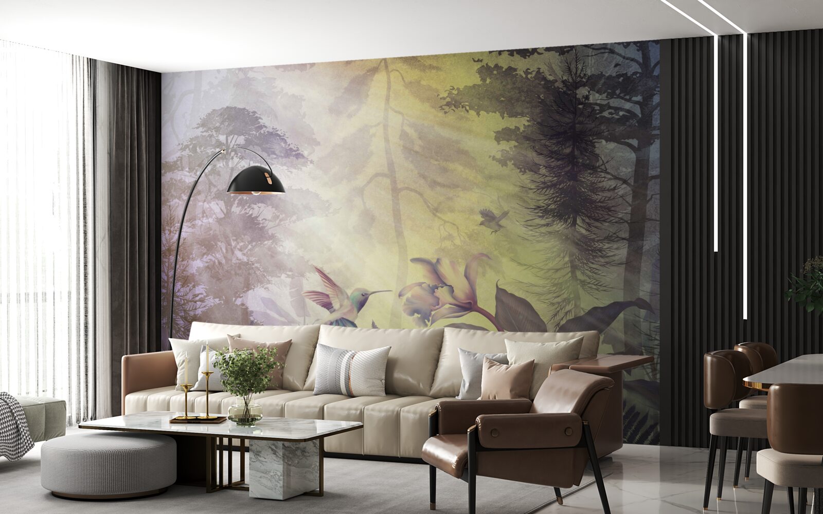 Fototapeta les listnatých stromov pod lúčmi slnka