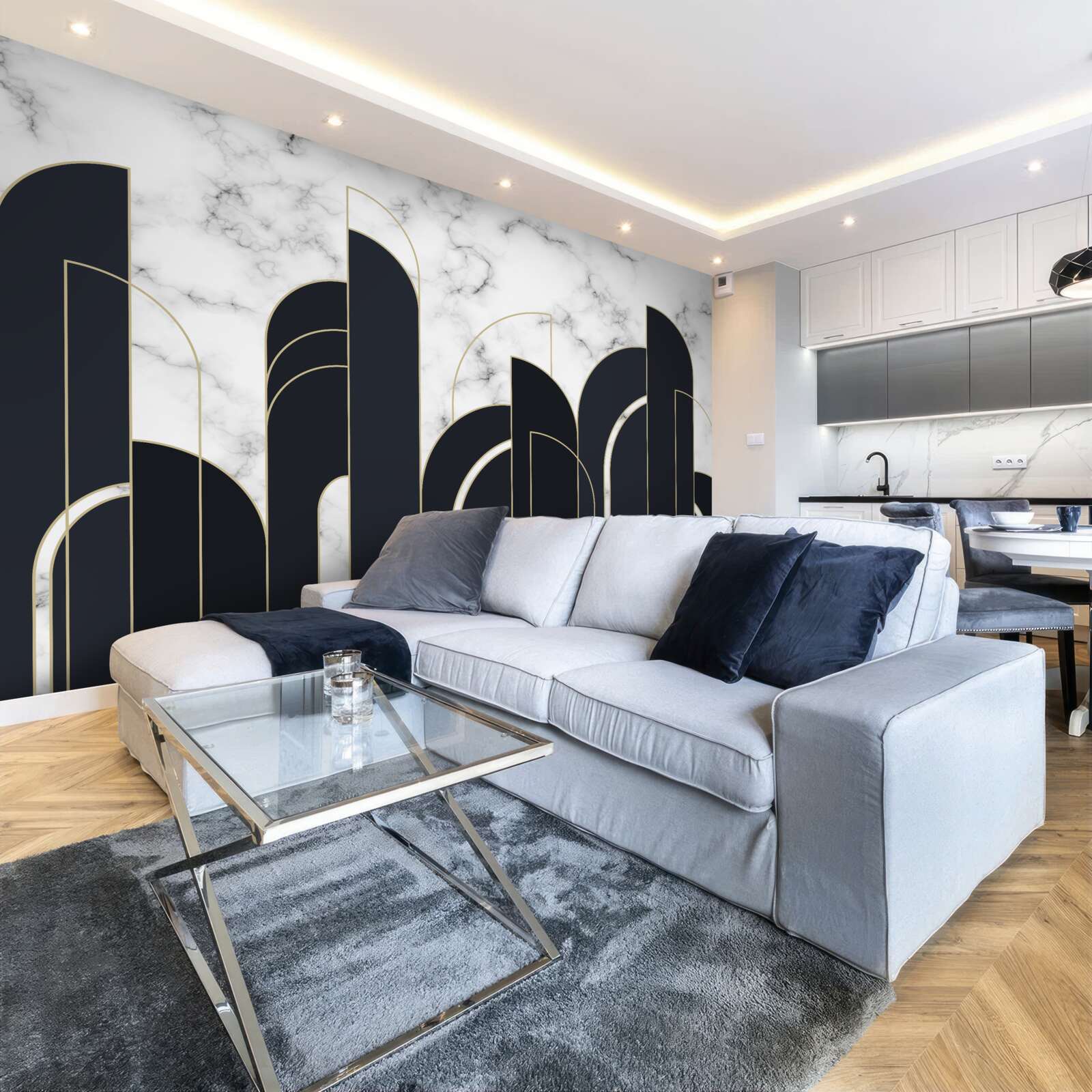 Fototapeta zvislé čierne čiary na sivej úvodnej obrazovke