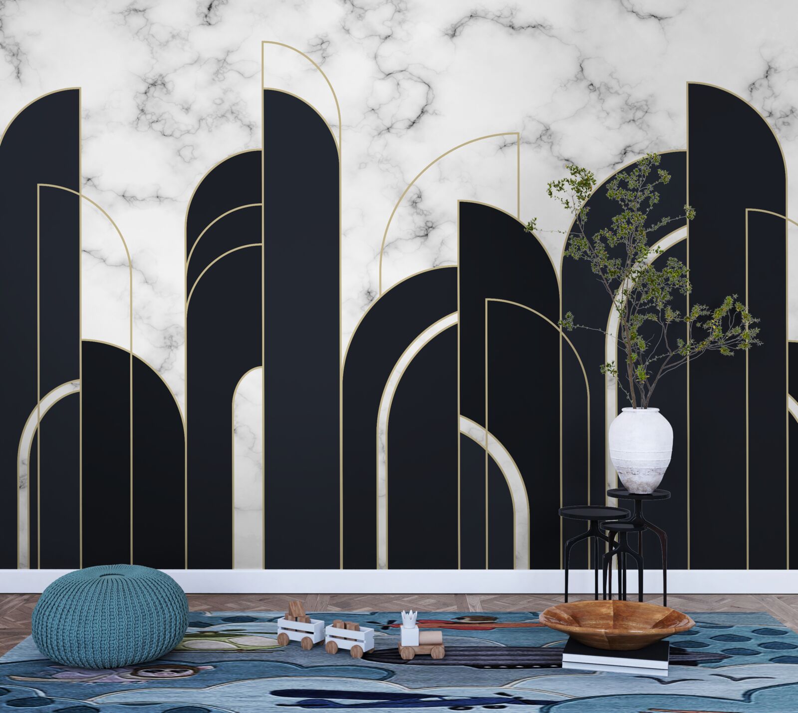 Fototapeta zvislé čierne čiary na sivej úvodnej obrazovke