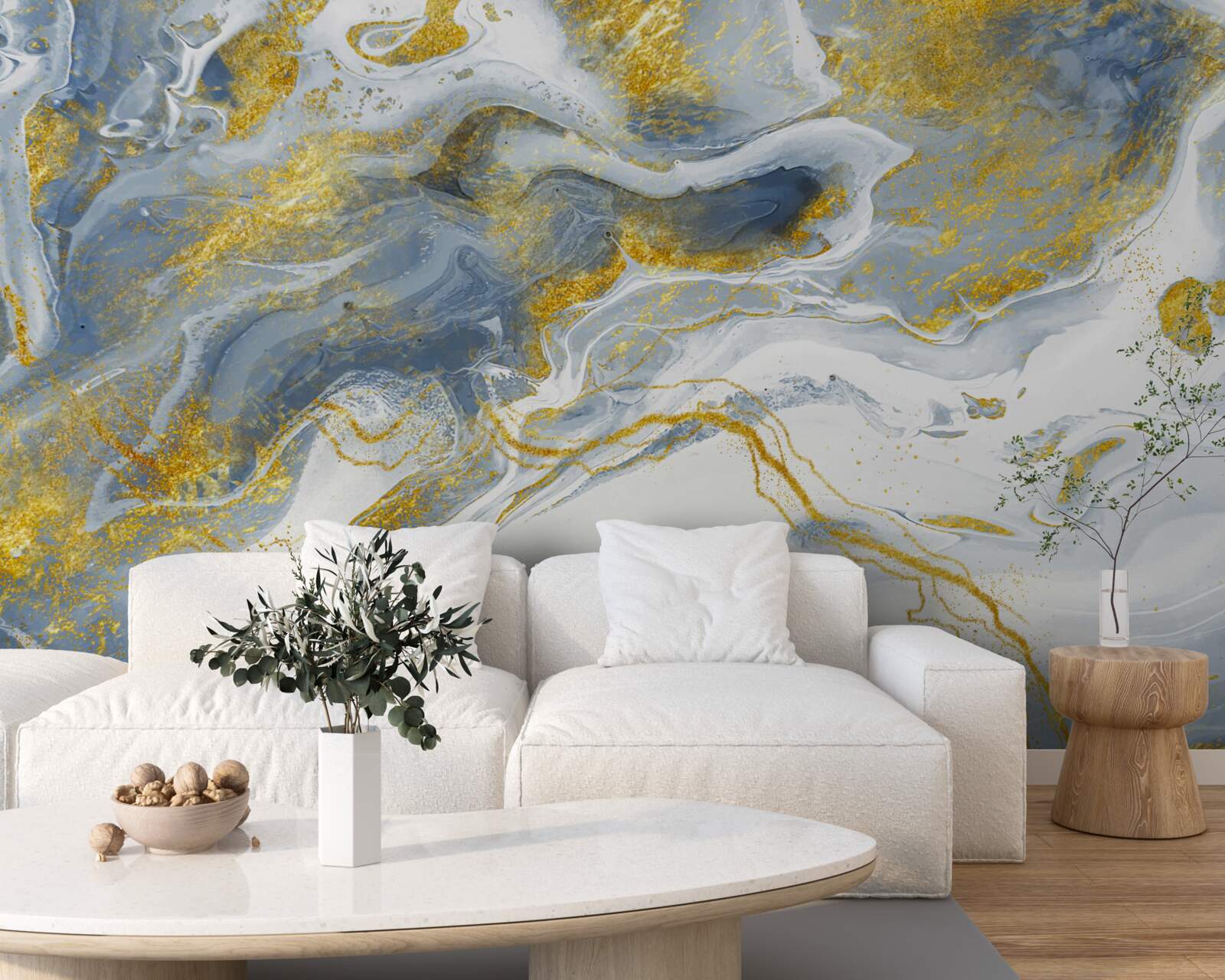 Fototapeta modrý mramor so zlatou intarziou