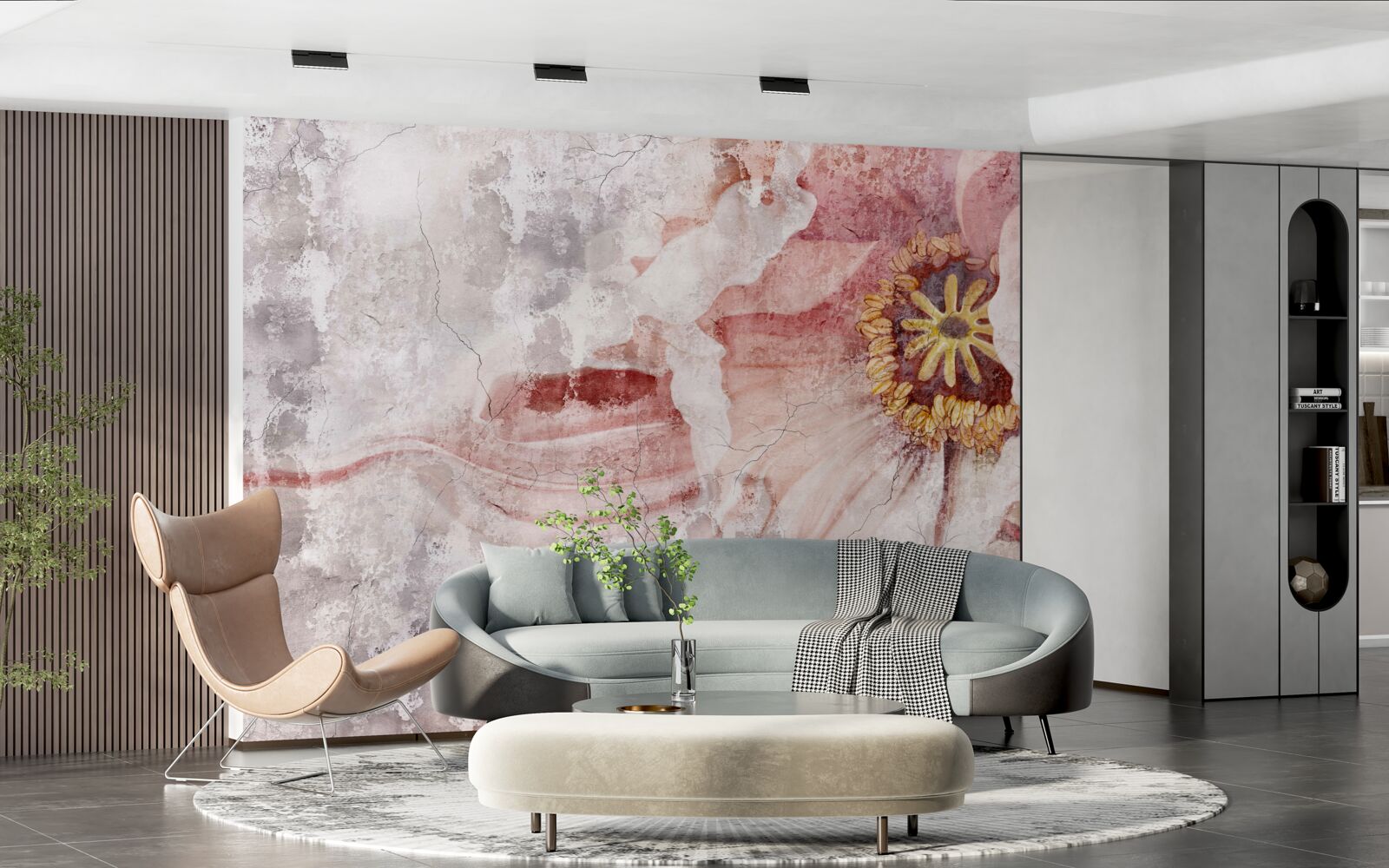 Fototapeta úžasný kvet na betónovej stene