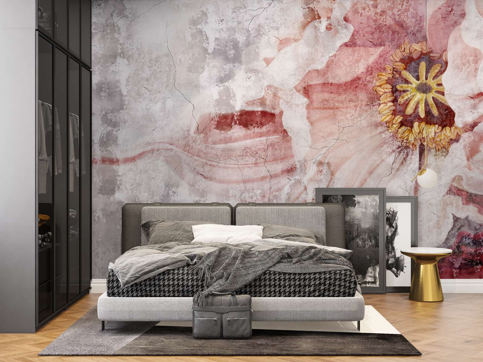 Fototapeta úžasný kvet na betónovej stene