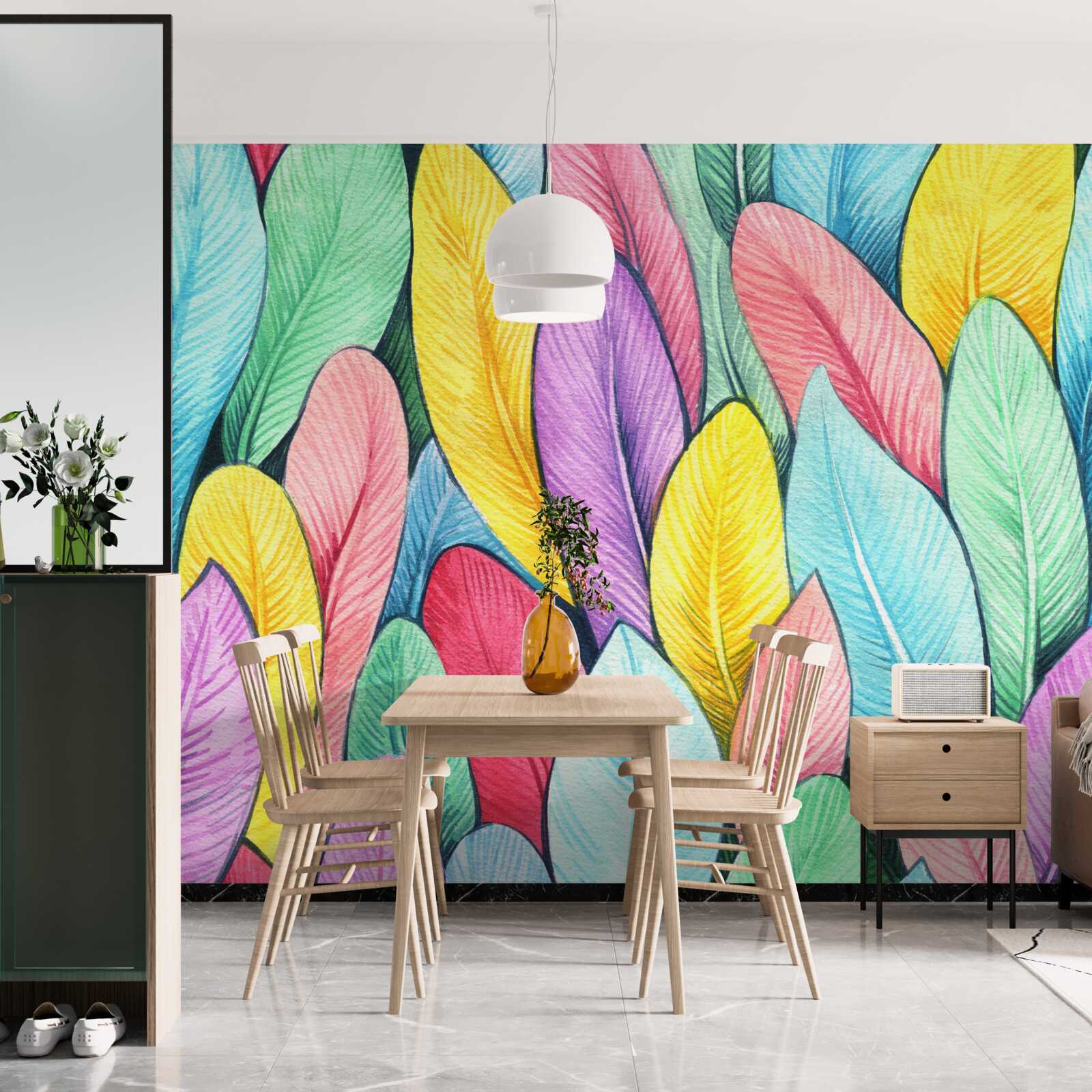 Fototapeta viacfarebné listy svetlej jesene