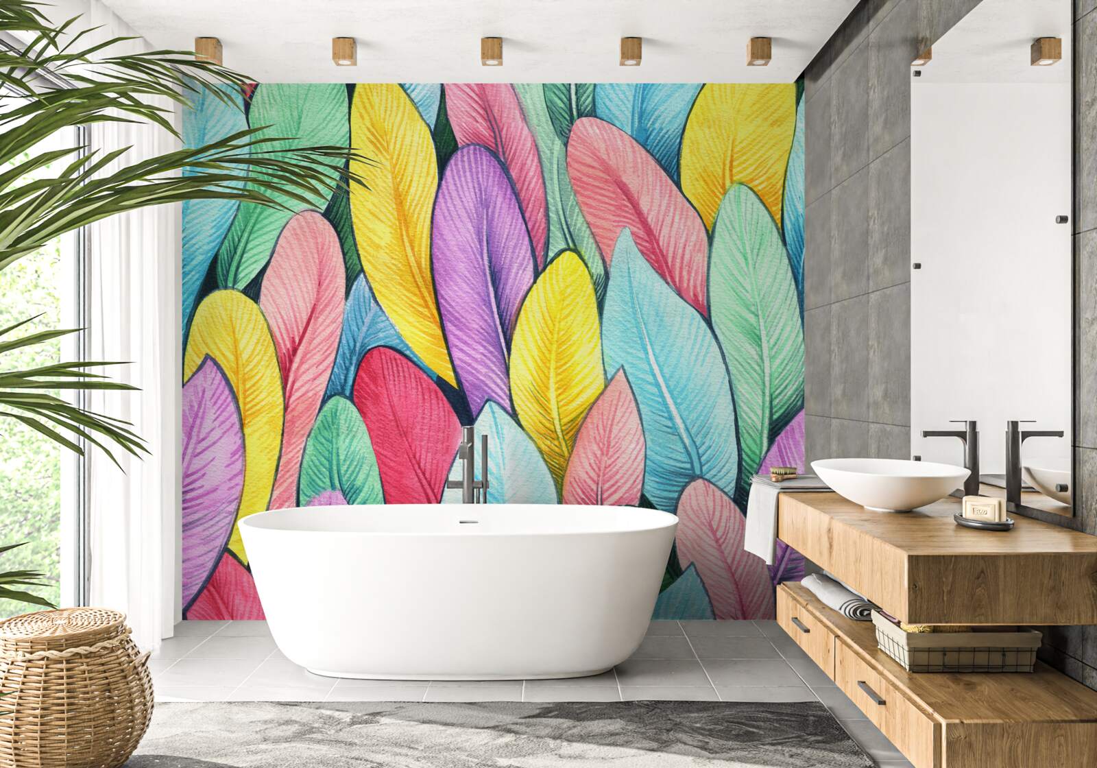 Fototapeta viacfarebné listy svetlej jesene