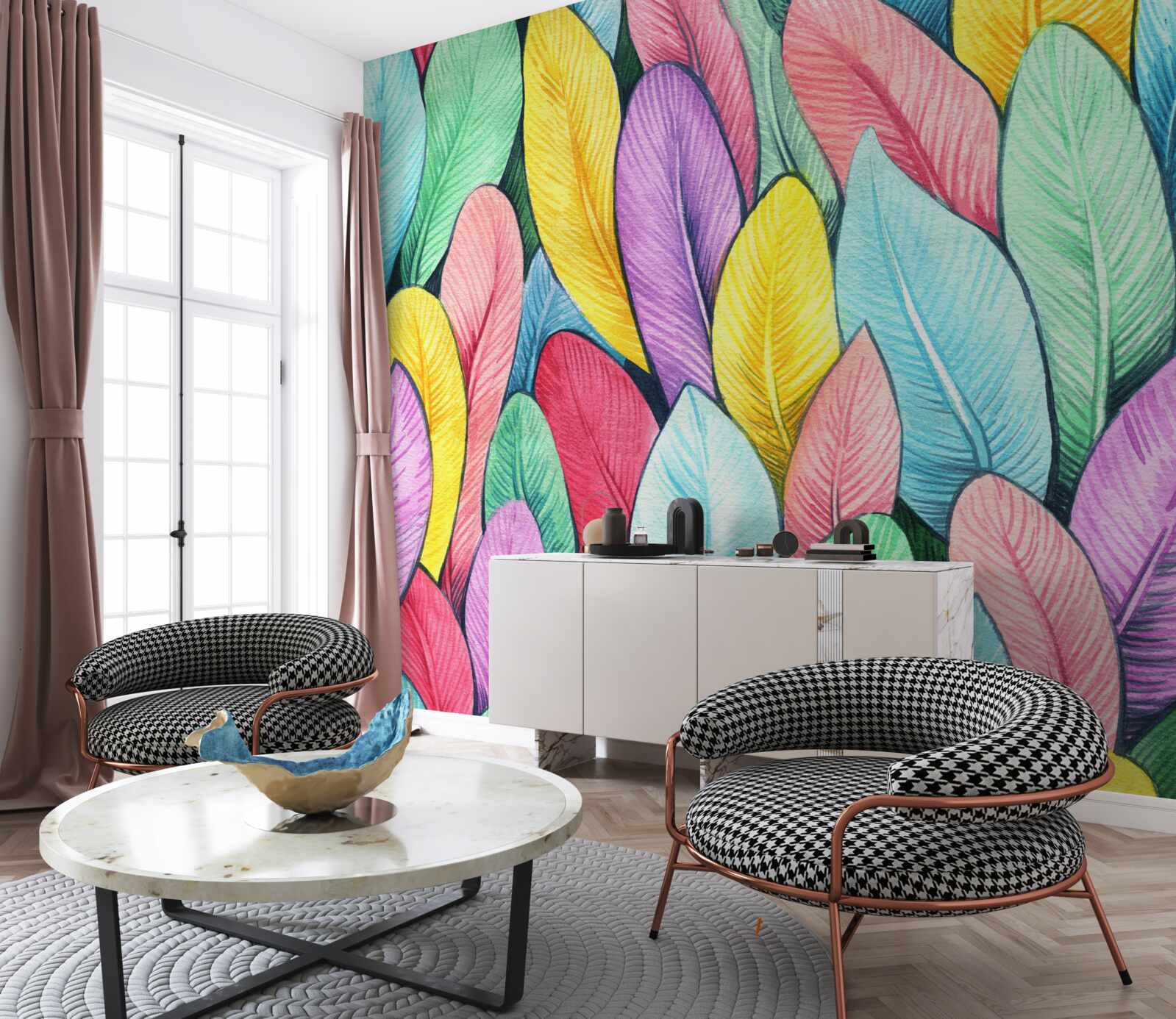 Fototapeta viacfarebné listy svetlej jesene