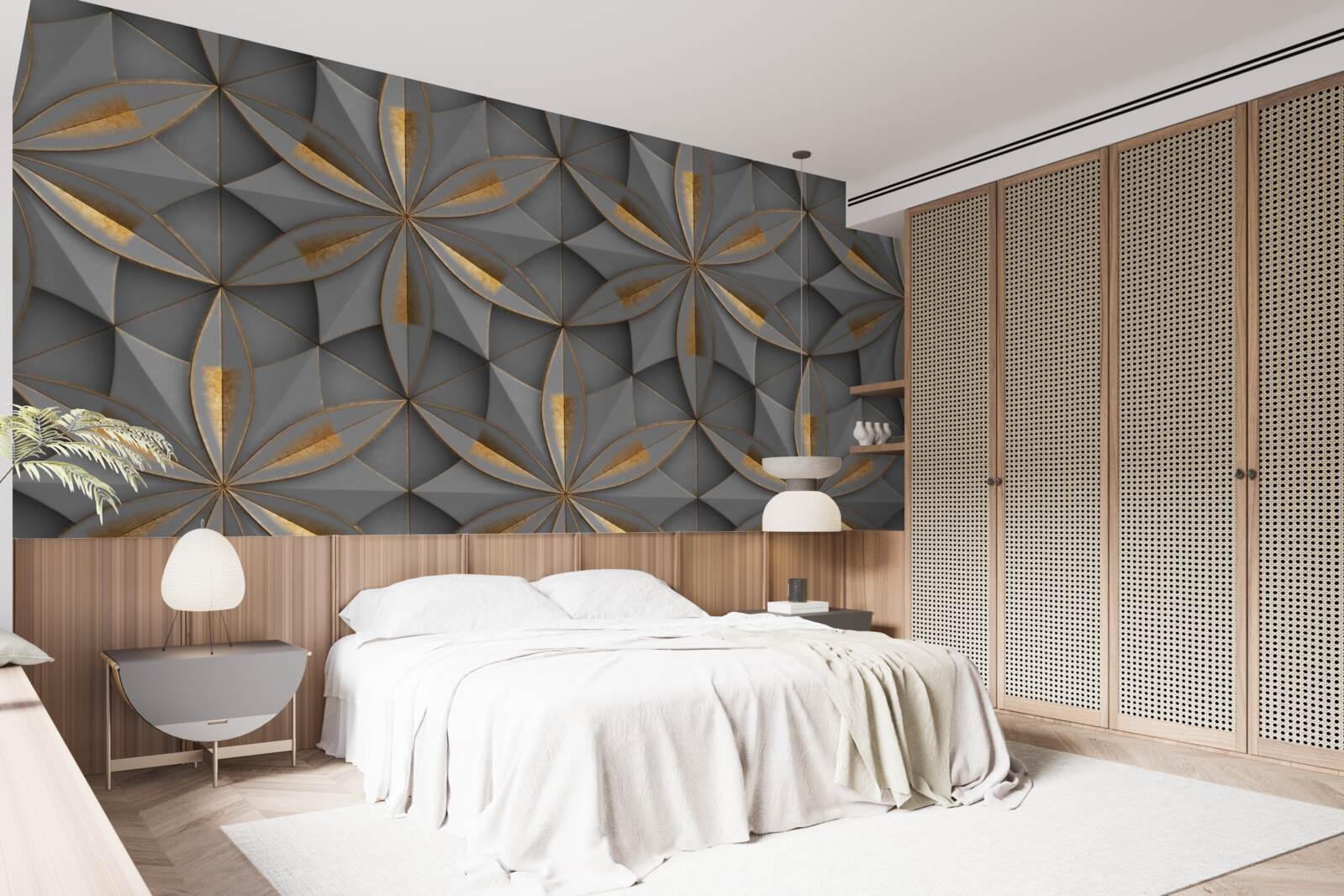 Fototapeta kvety sú sivé so zlatým okrajom