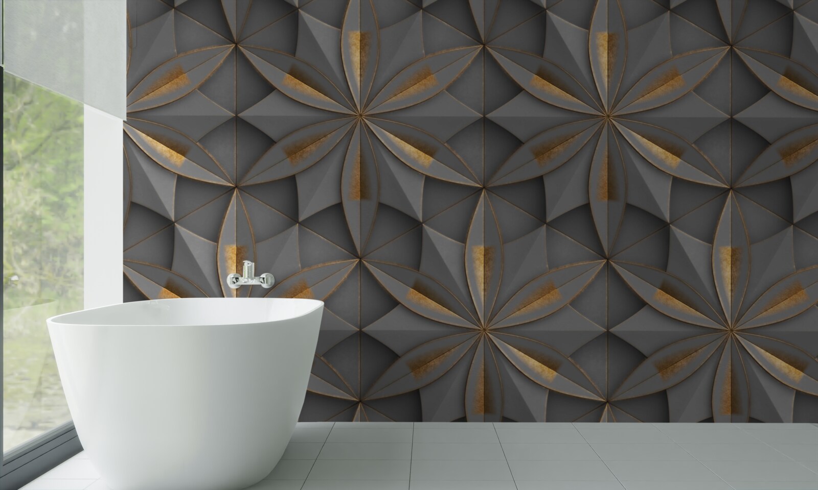 Fototapeta kvety sú sivé so zlatým okrajom