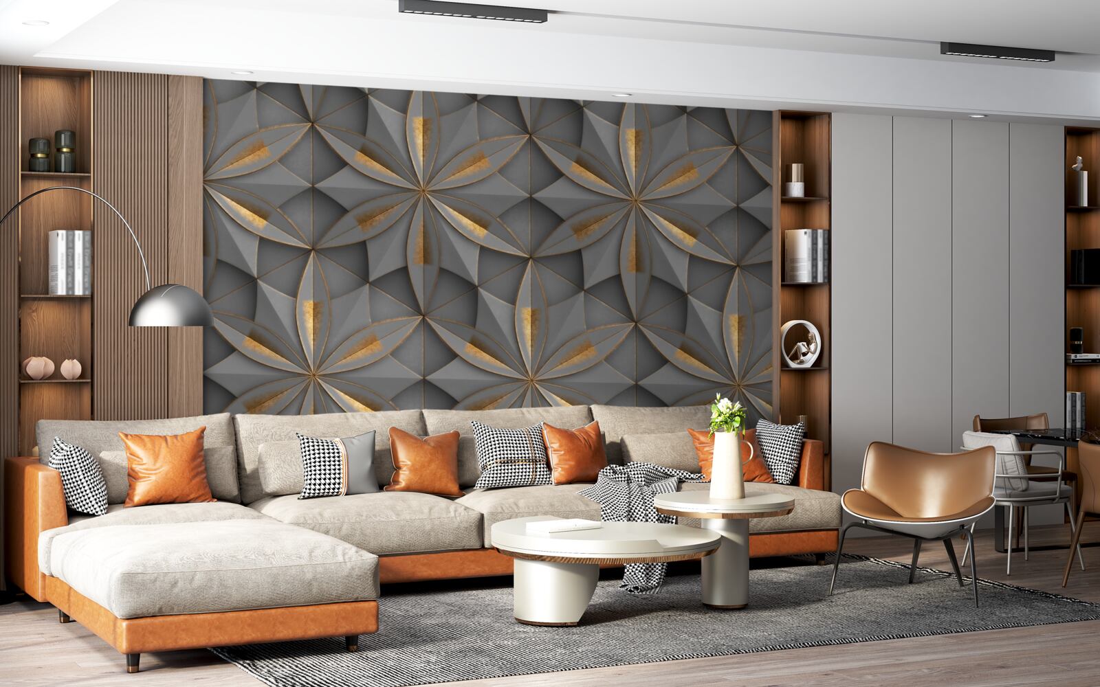 Fototapeta kvety sú sivé so zlatým okrajom