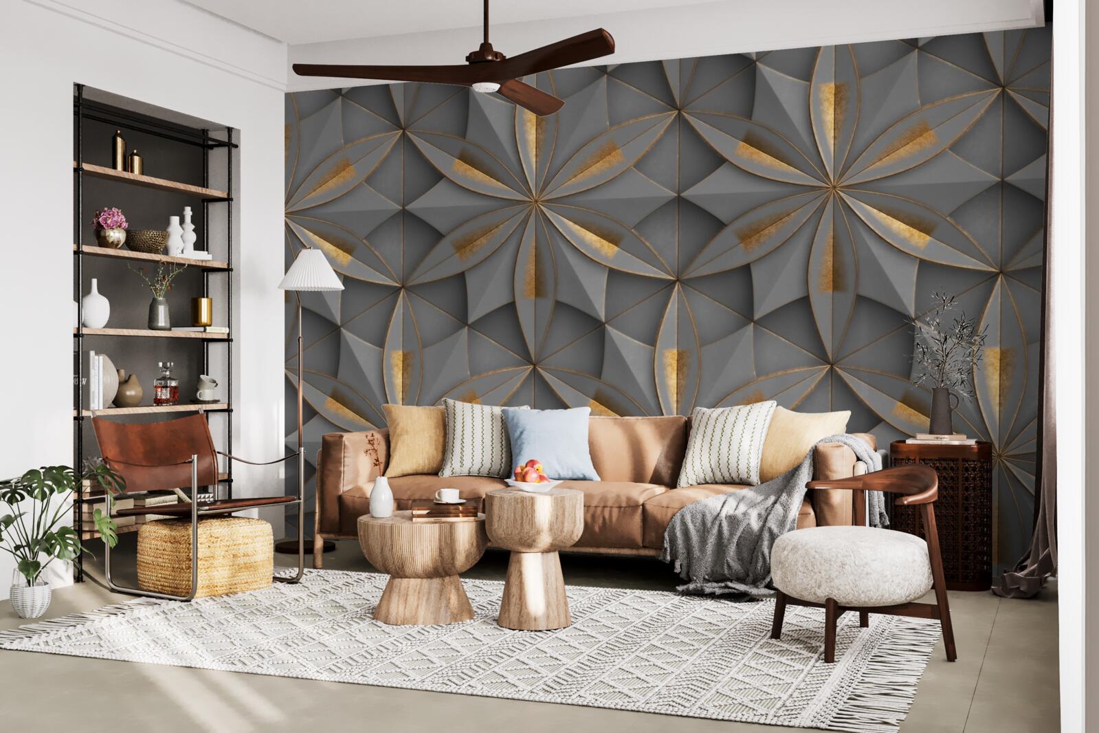 Fototapeta kvety sú sivé so zlatým okrajom