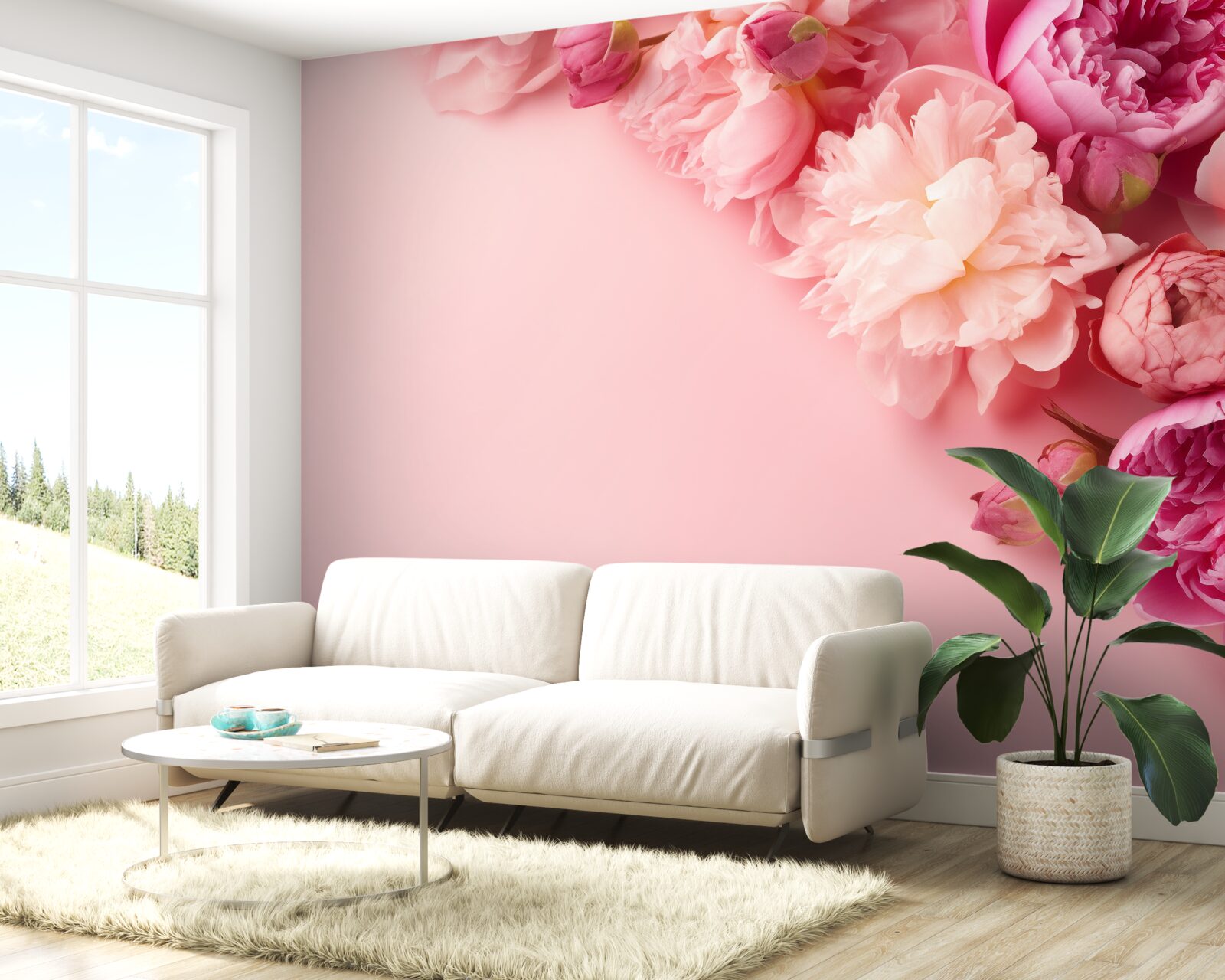 Fototapeta rôzne ružové kvety na pozadí rovnakého odtieňa