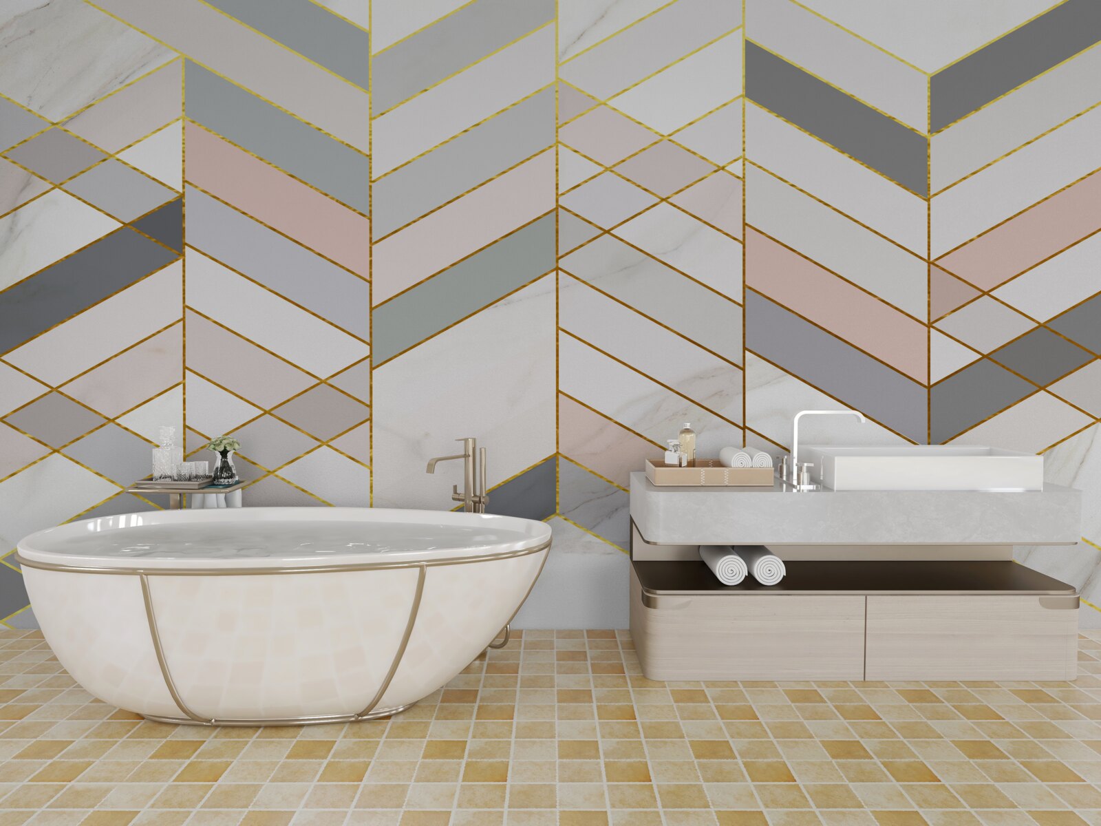 Fototapeta pastelové línie usporiadané diagonálne