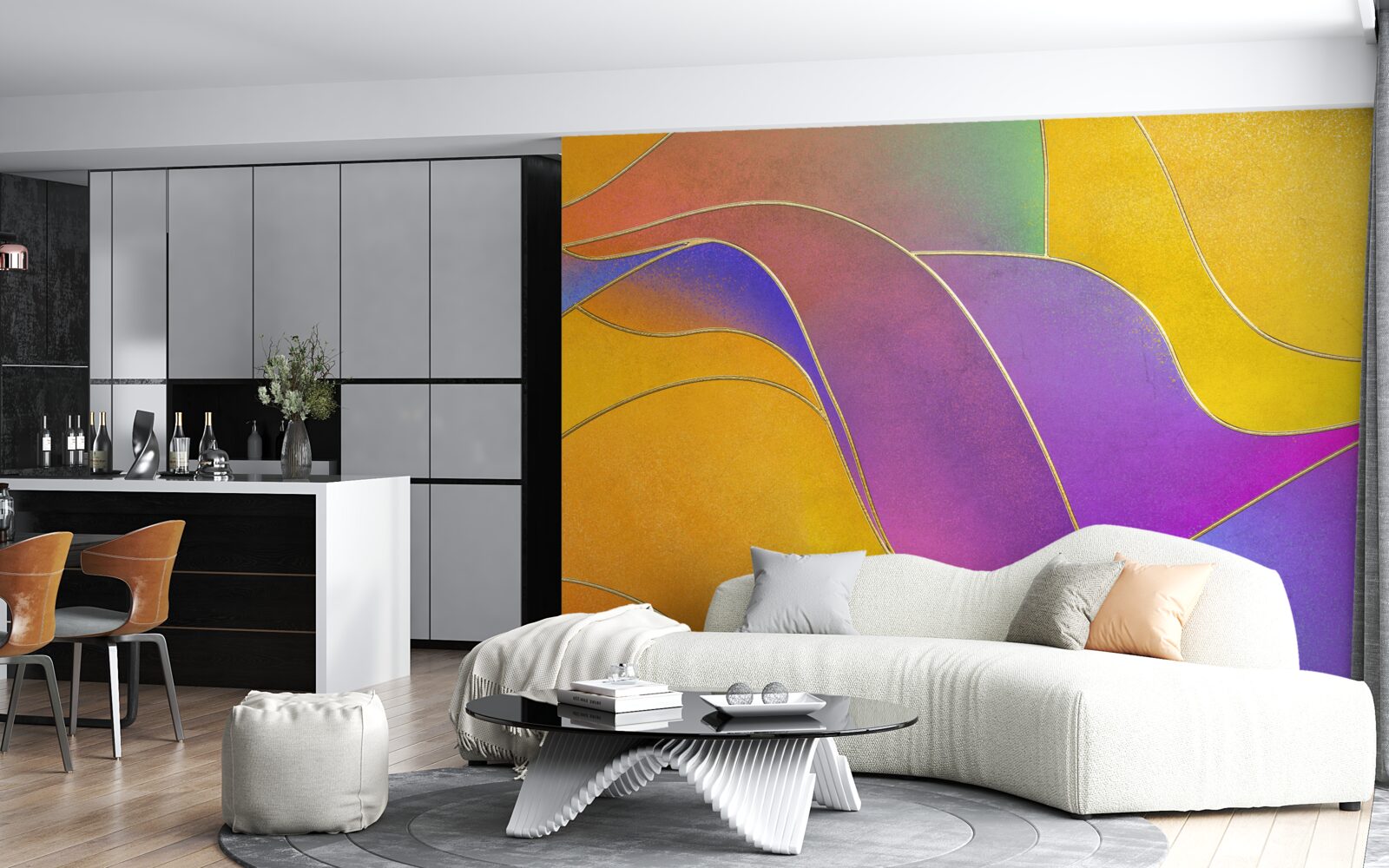 Fototapeta voľné línie vo fialovej farbe