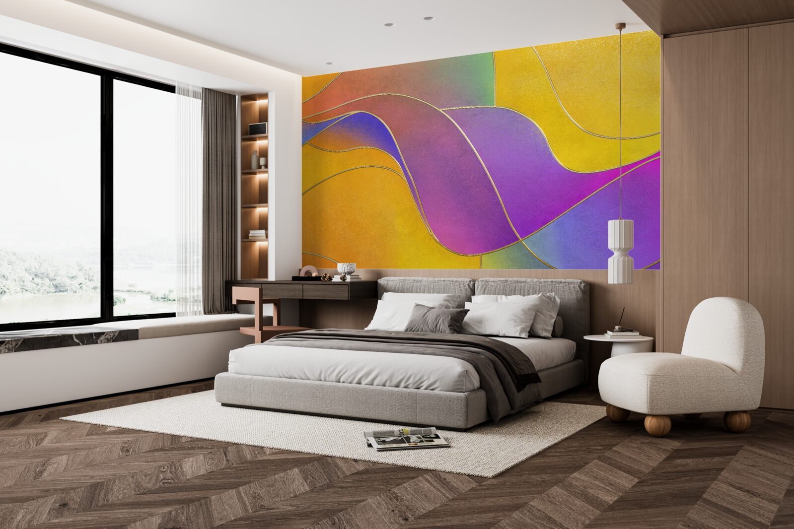 Fototapeta voľné línie vo fialovej farbe