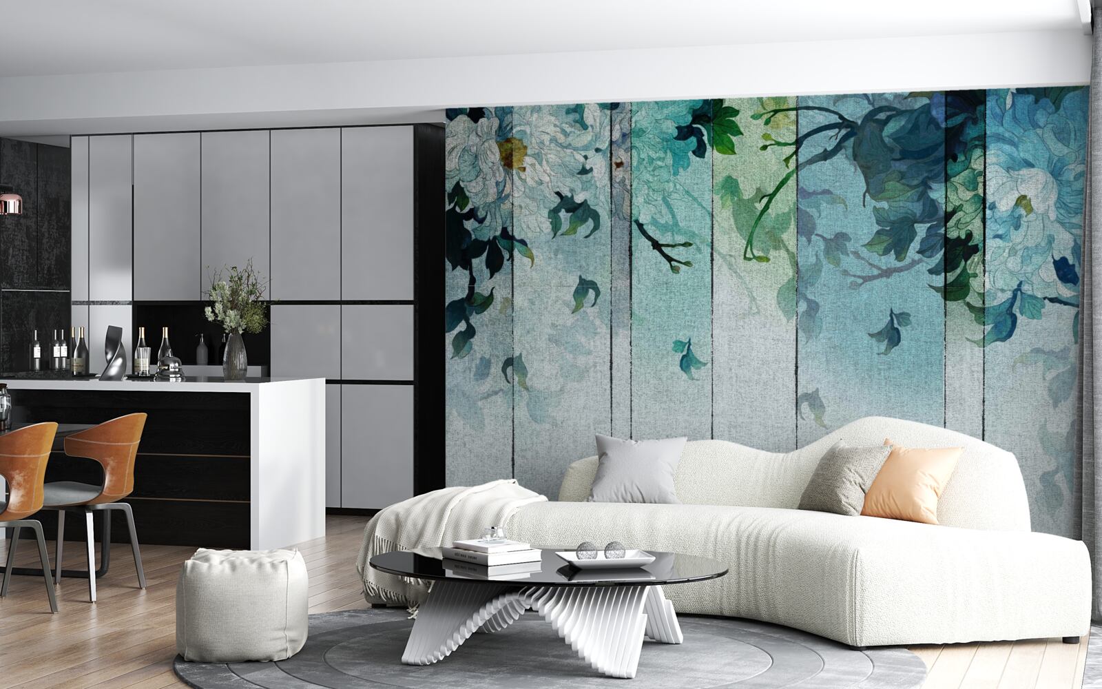 Fototapeta flóra v odtieňoch morskej peny