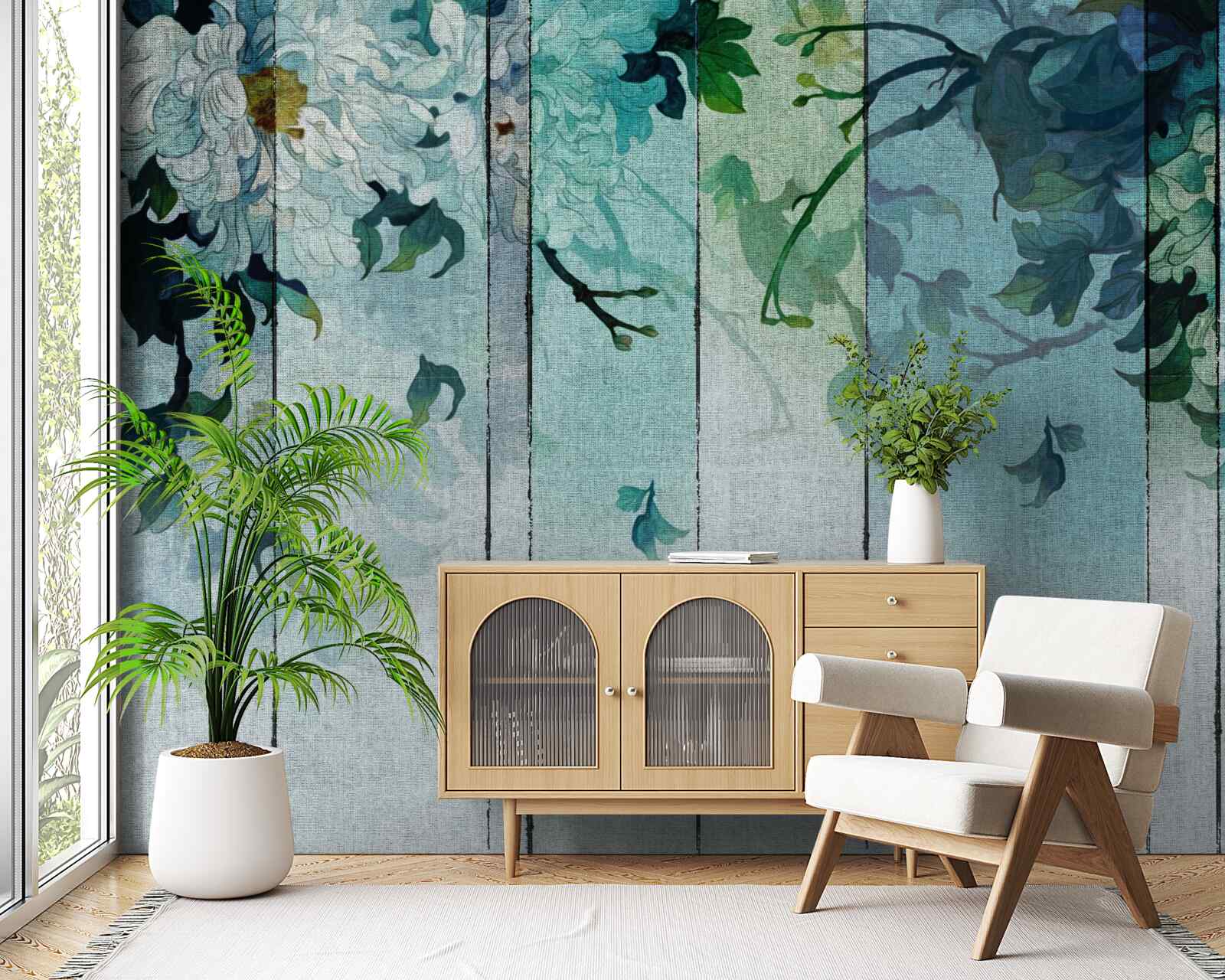 Fototapeta flóra v odtieňoch morskej peny