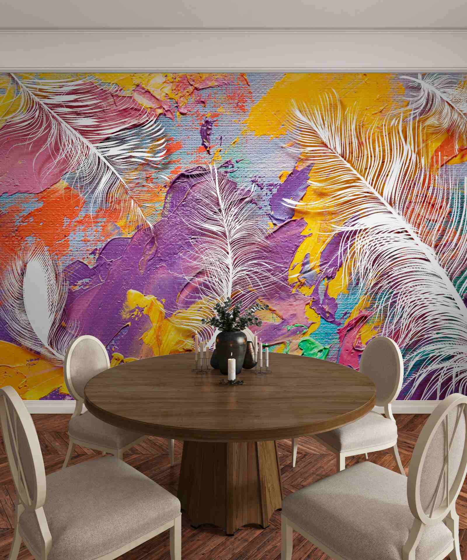 Fototapeta intenzívne odtiene a biele perie