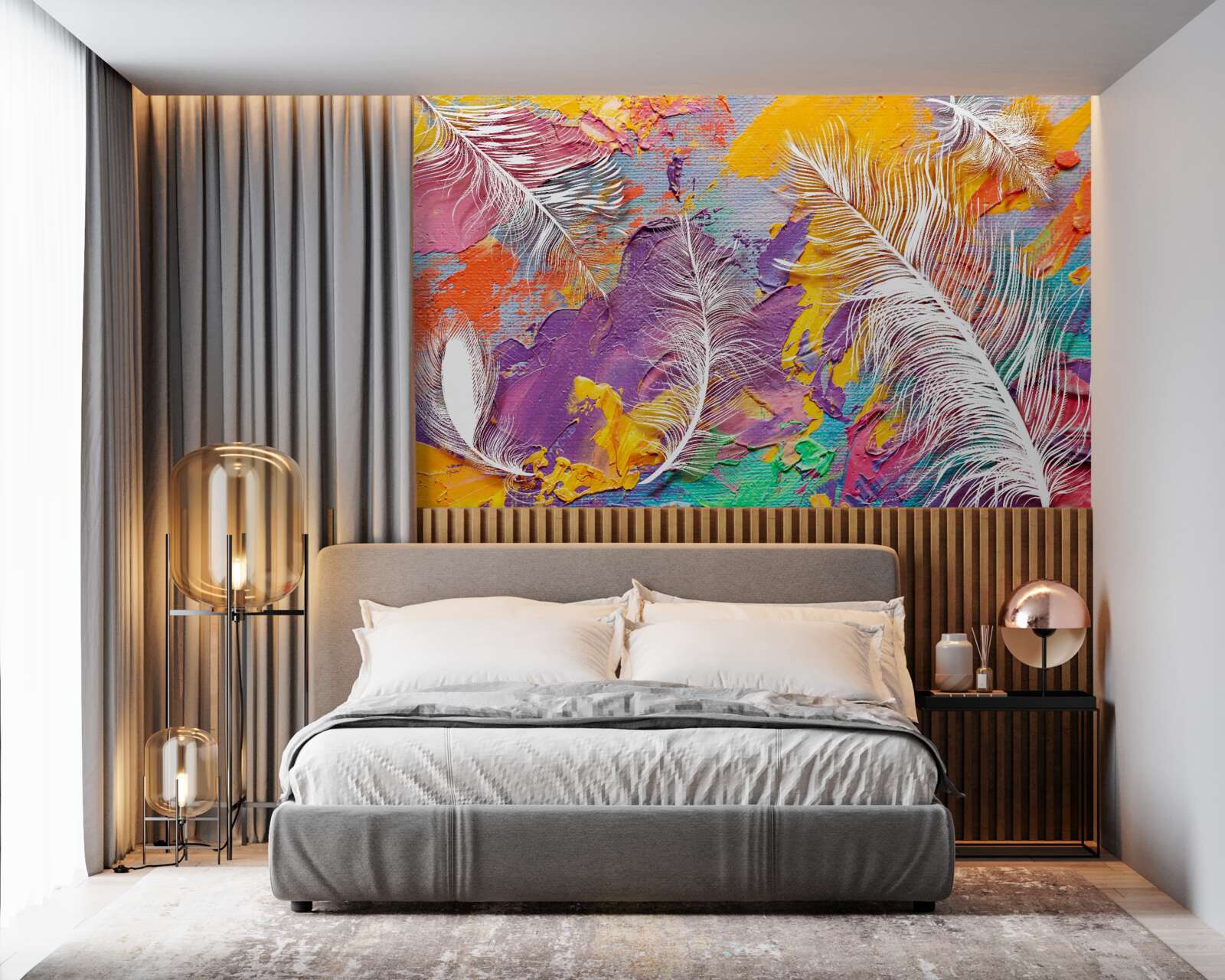 Fototapeta intenzívne odtiene a biele perie