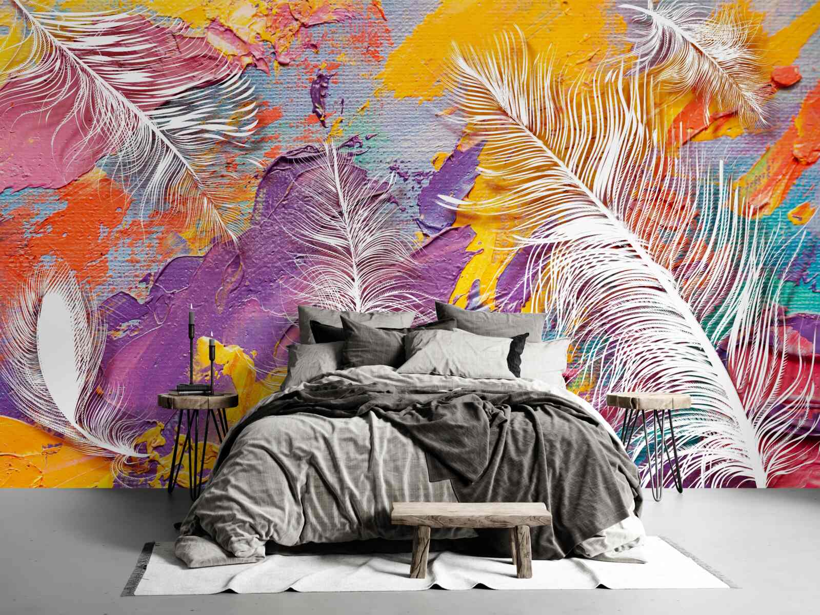 Fototapeta intenzívne odtiene a biele perie