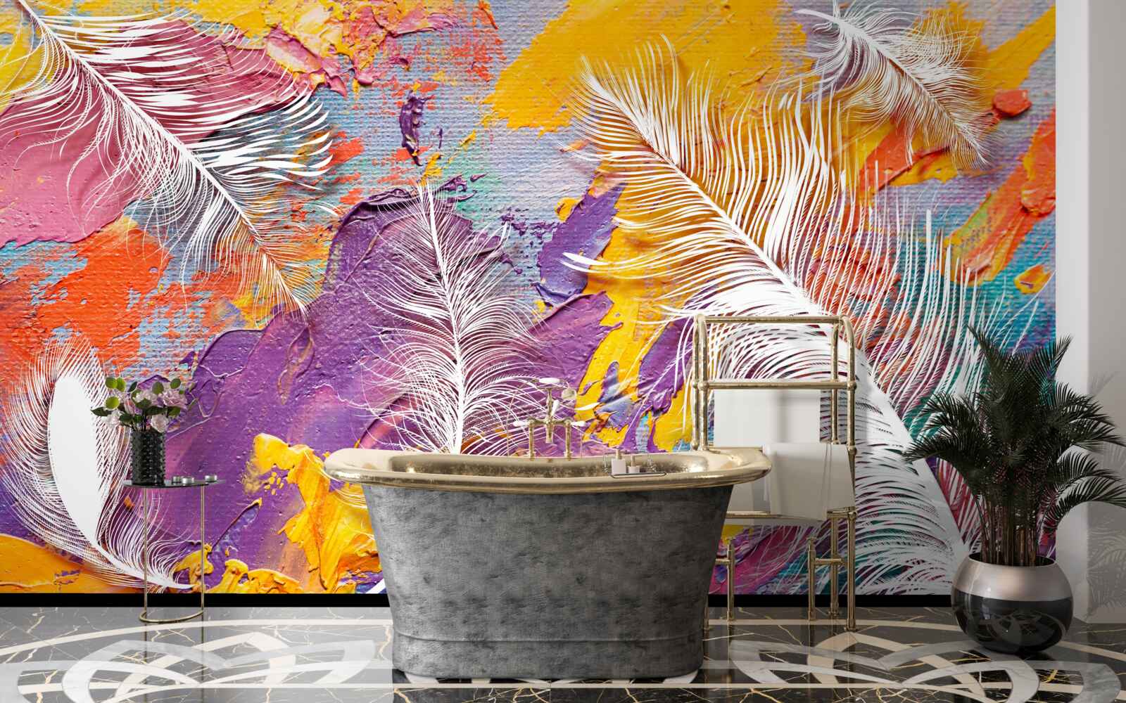 Fototapeta intenzívne odtiene a biele perie