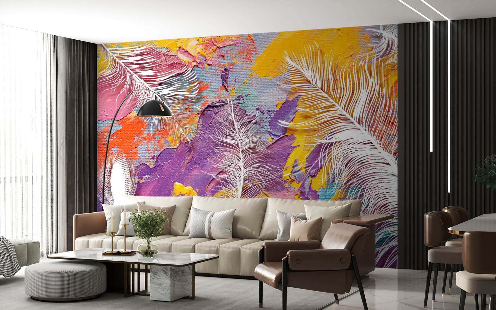 Fototapeta intenzívne odtiene a biele perie