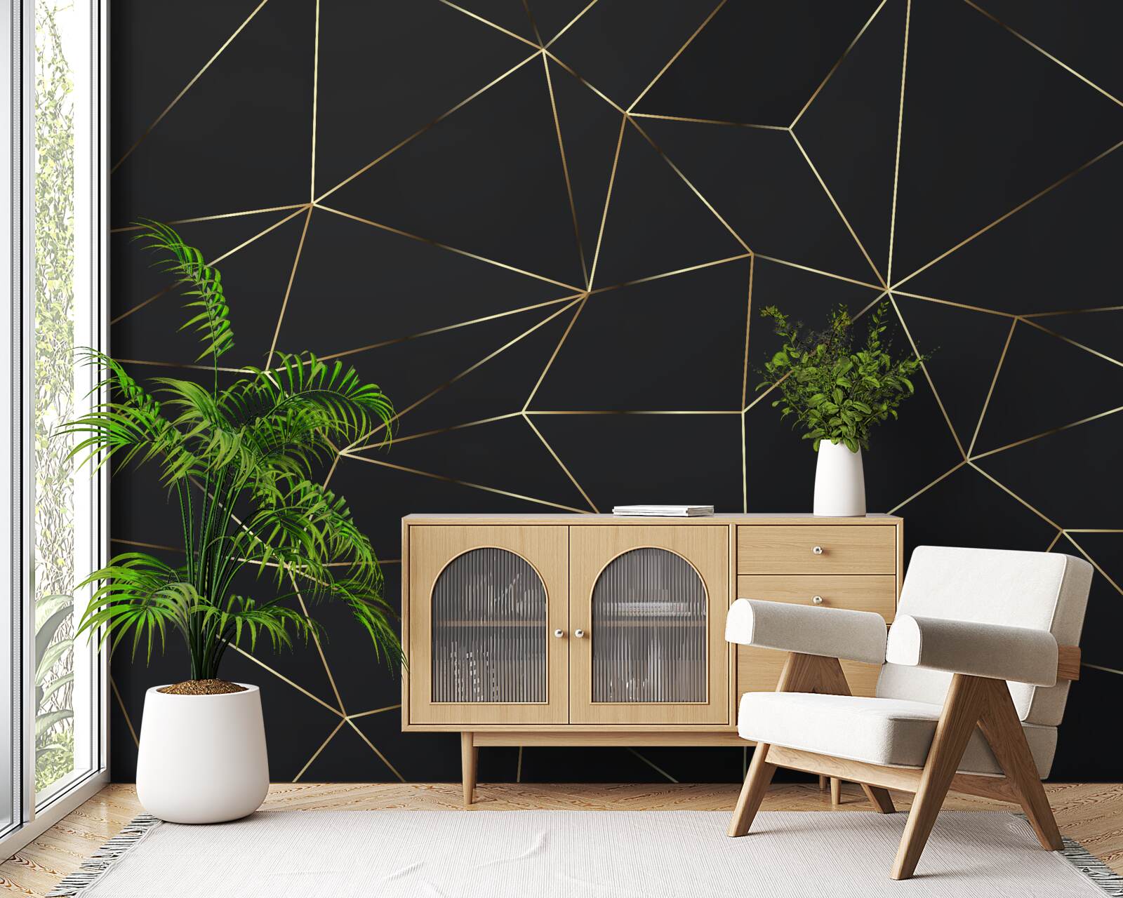 Fototapeta geometrické tvary so zlatými okrajmi