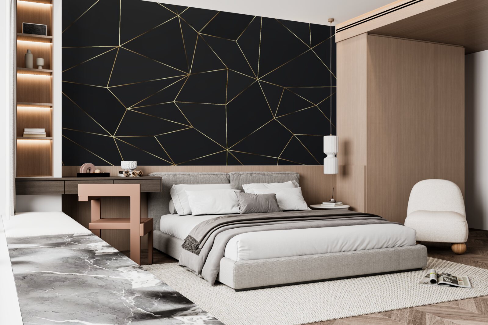 Fototapeta geometrické tvary so zlatými okrajmi