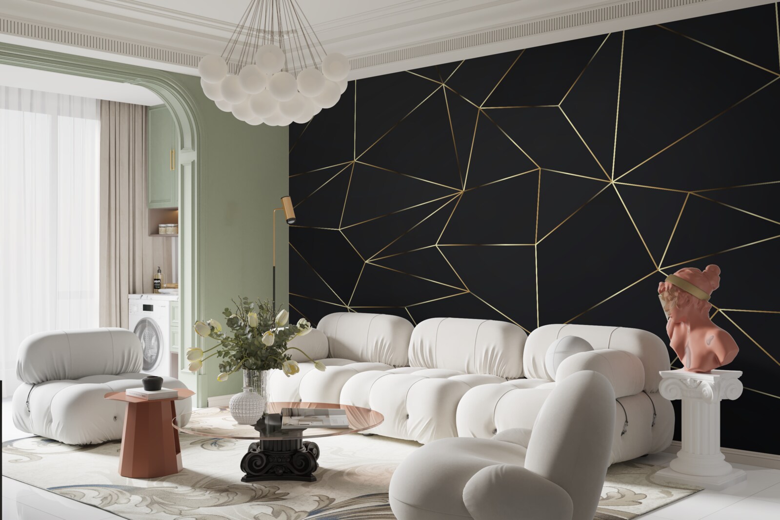 Fototapeta geometrické tvary so zlatými okrajmi