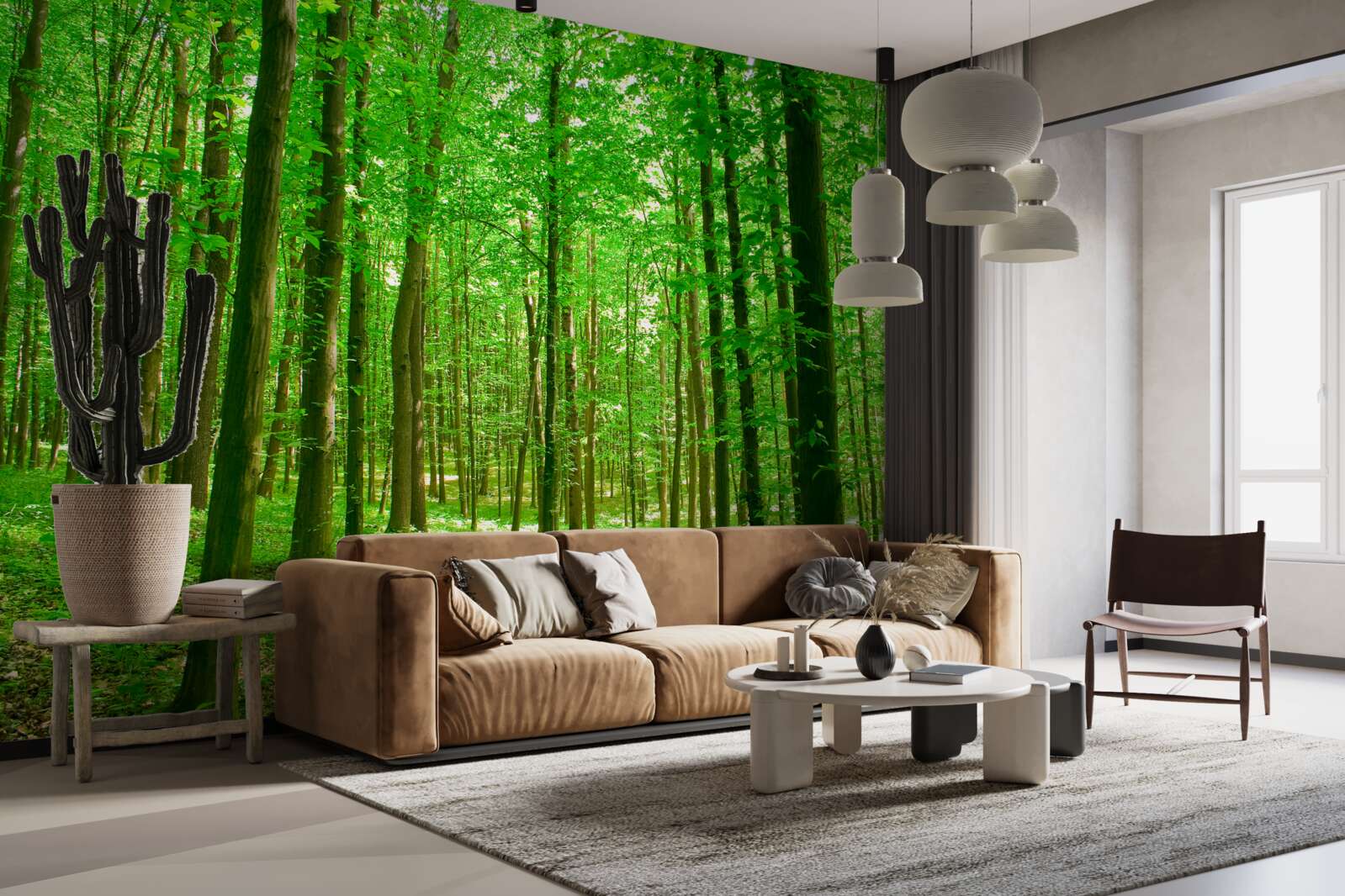 Fototapeta tenký letný les s listnatými stromami