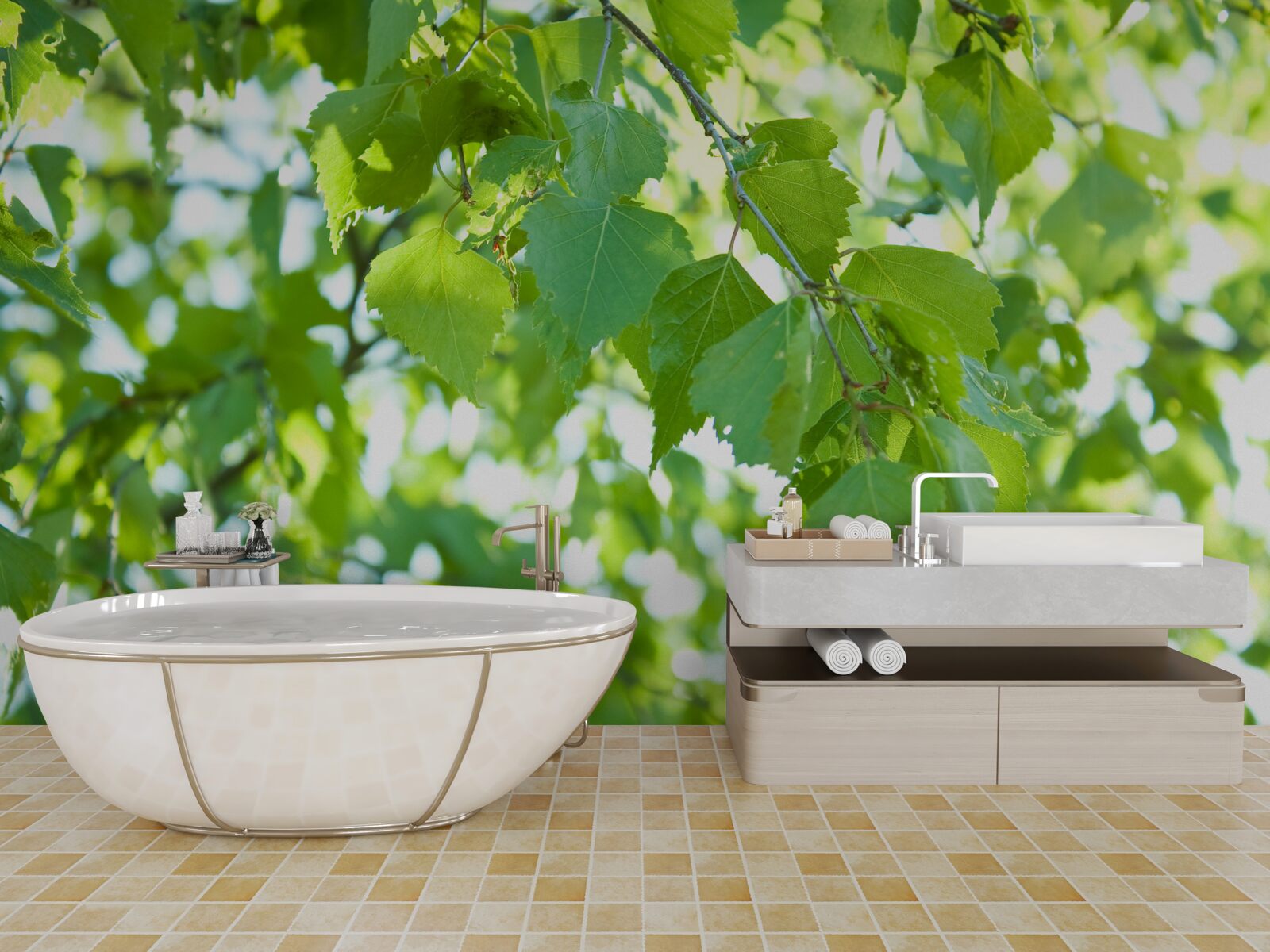 Fototapeta brezové lístie proti modrej oblohe