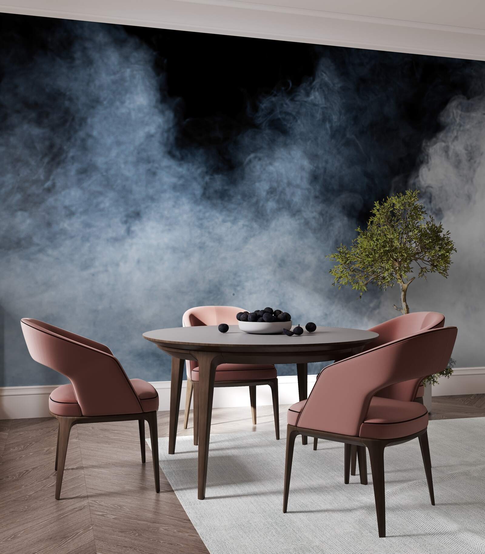 Fototapeta hustá hmla zahalila nočný les