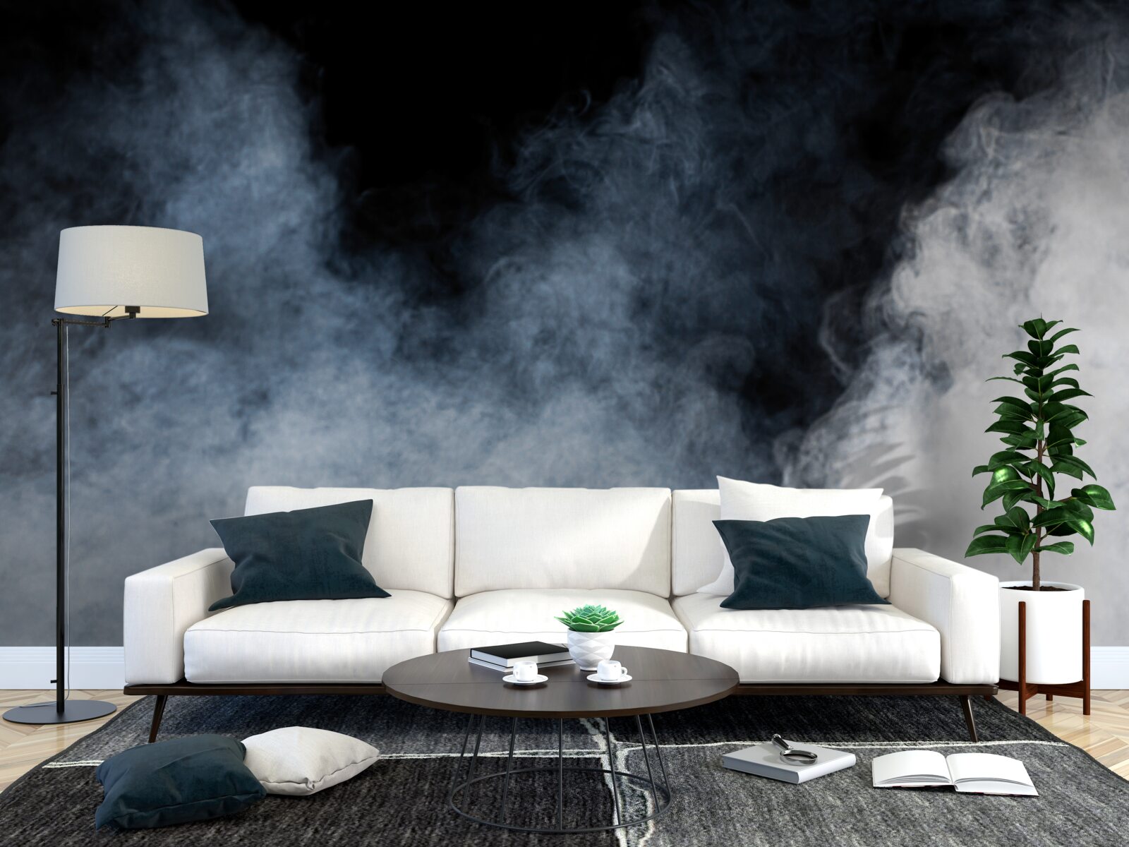 Fototapeta hustá hmla zahalila nočný les