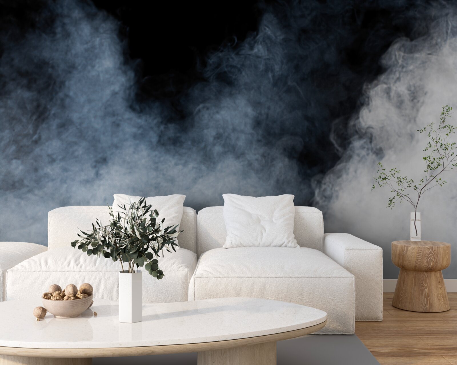 Fototapeta hustá hmla zahalila nočný les