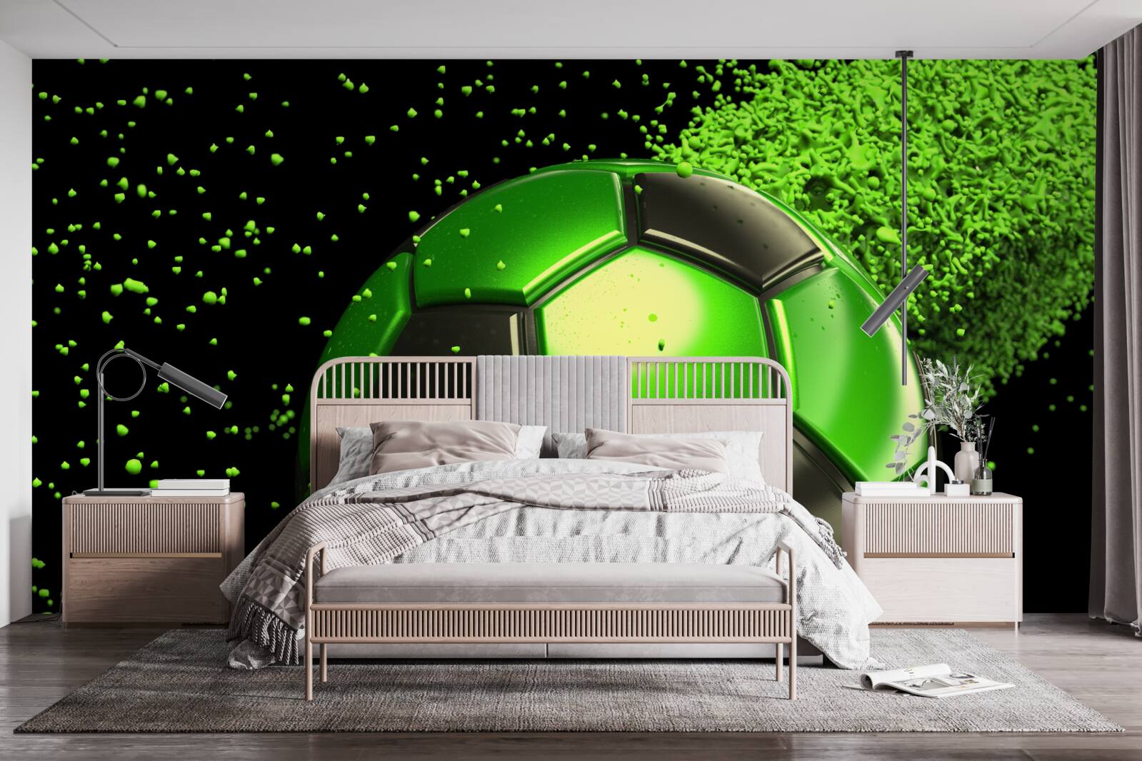 Fototapeta loptu osvetlíme zeleným svetlom