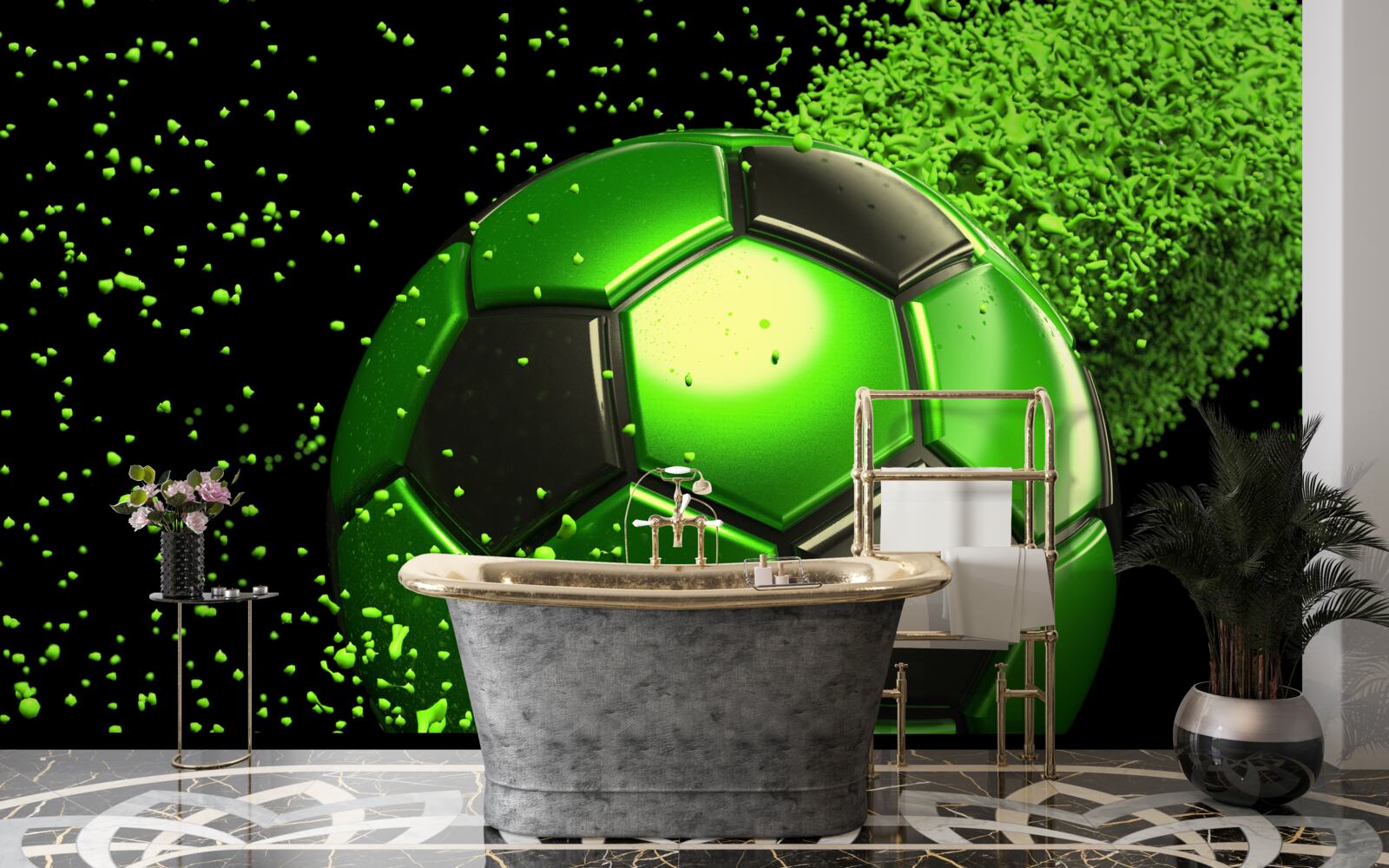 Fototapeta loptu osvetlíme zeleným svetlom