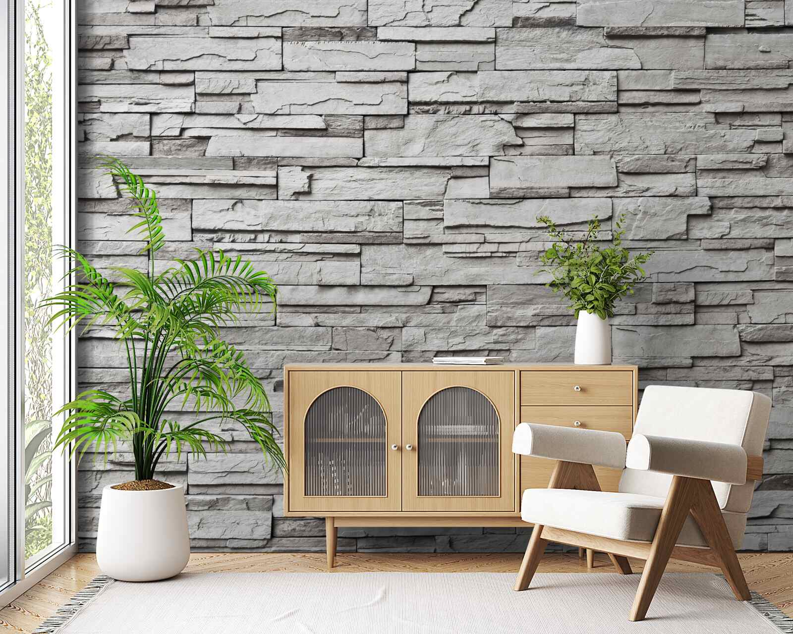 Fototapeta biela kamenná stena