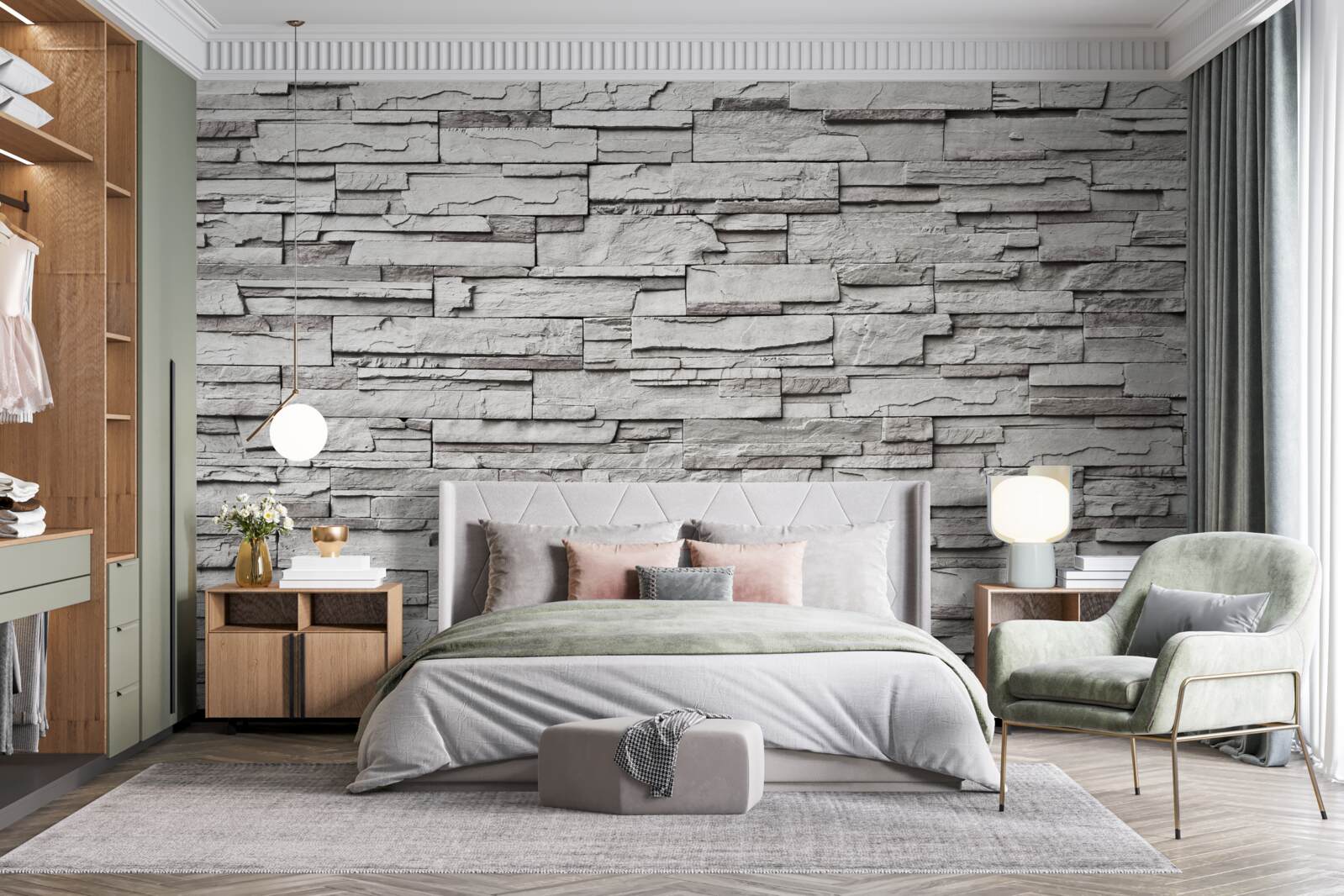 Fototapeta biela kamenná stena