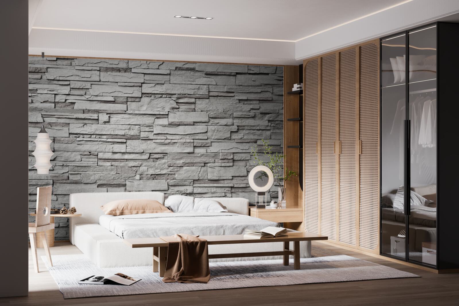 Fototapeta biela kamenná stena